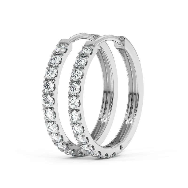 white gold diamond hoop earrings