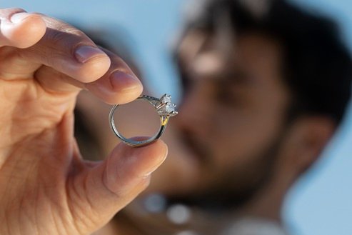 Hidden halo engagement ring