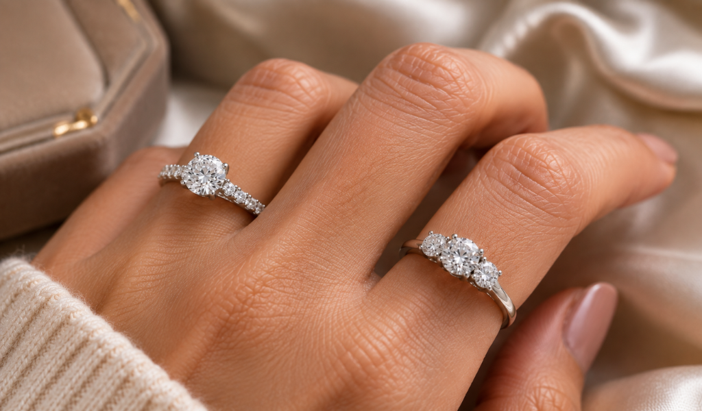 Diamond Shoulder Engagement Ring vs Three-Stone Ring: A Complete Comparison