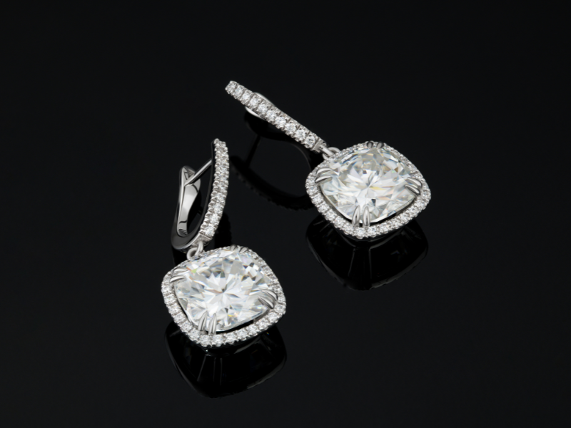 platinum and diamond halo earrings 
