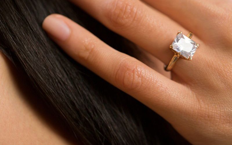 emerald cut diamond yellow gold solitaire engagement ring