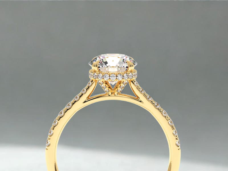 hidden-halo-diamond-engagement-rings in yellow gold
