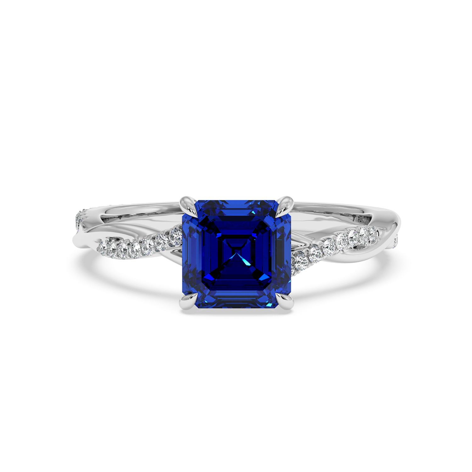 18K White Gold Rochelle Diamond Shoulder Engagement Ring