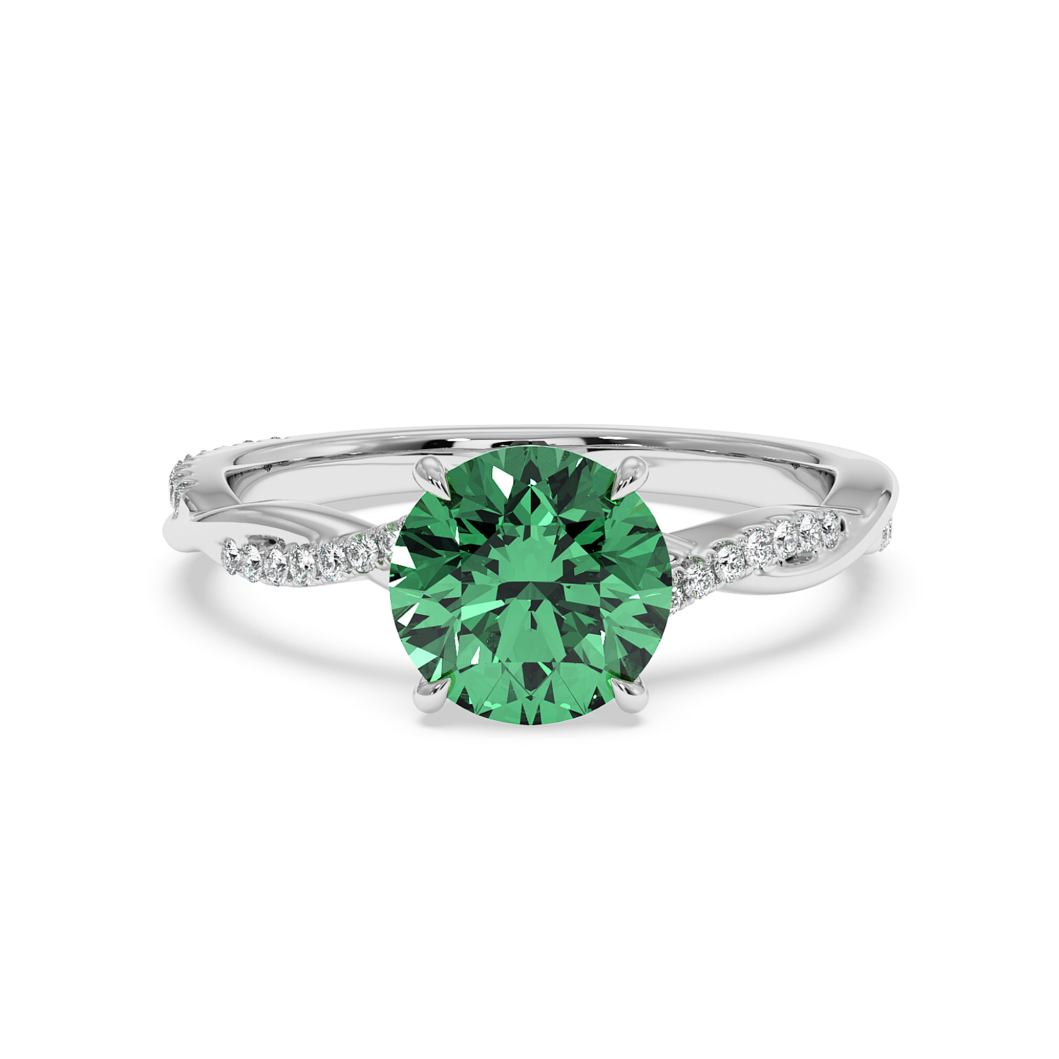18K White Gold Rochelle Diamond Shoulder Engagement Ring