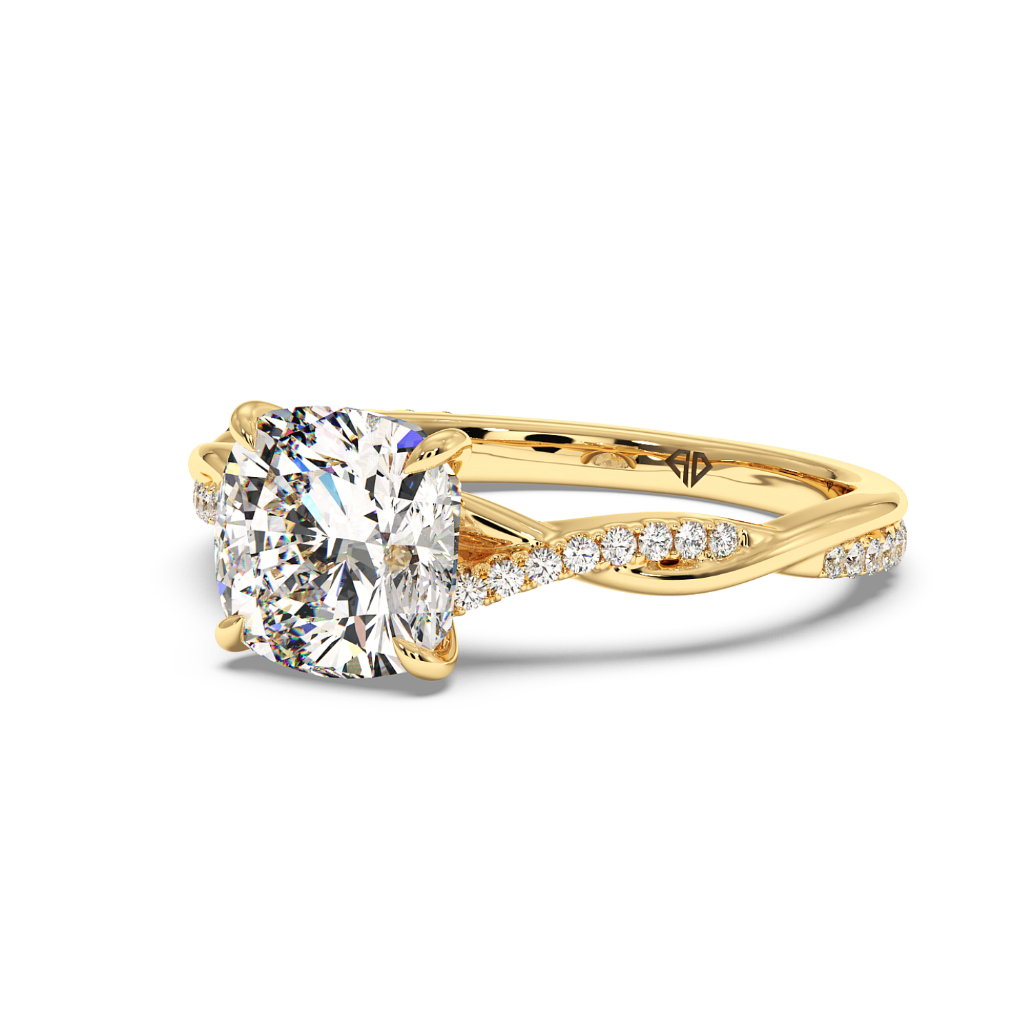 18K Yellow Gold Rochelle Diamond Shoulder Engagement Ring