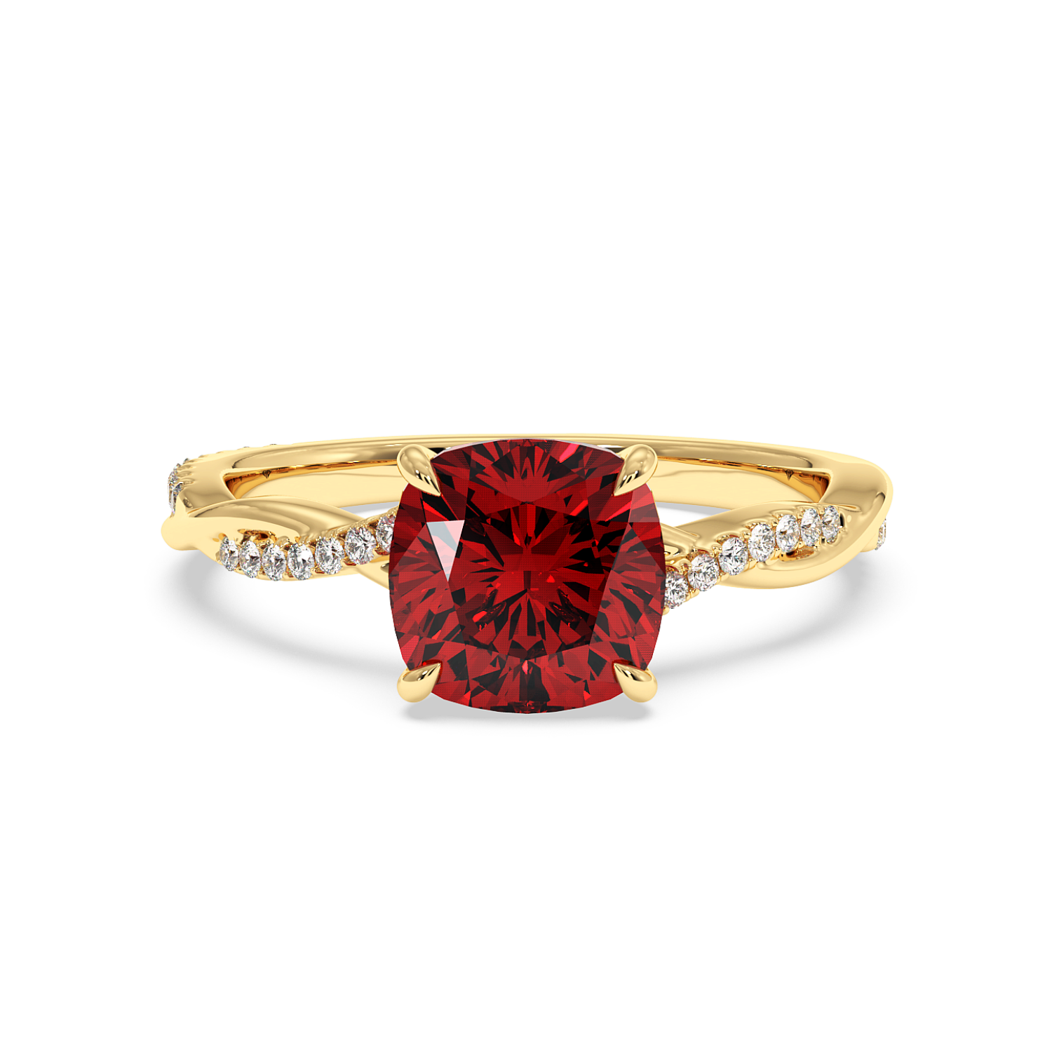 18K Yellow Gold Rochelle Diamond Shoulder Engagement Ring