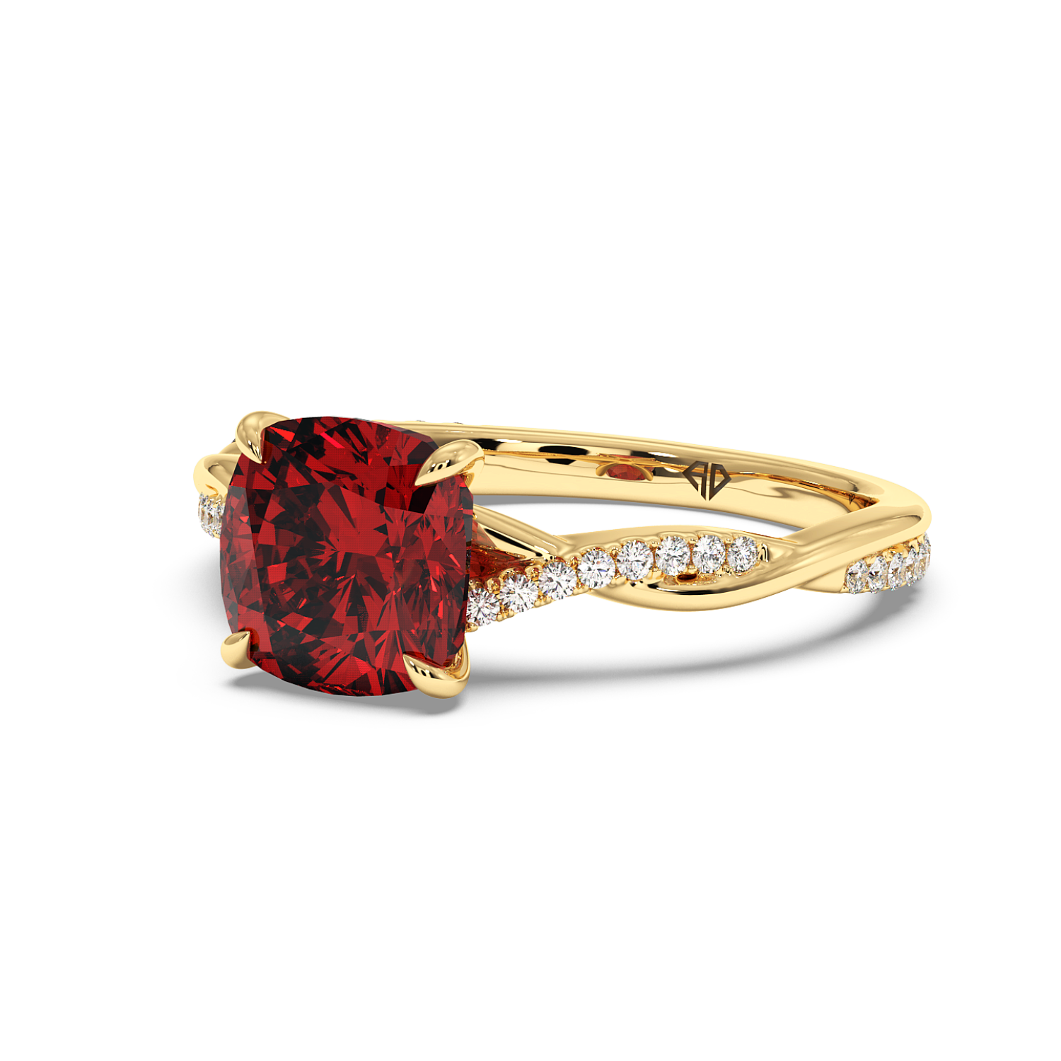 18K Yellow Gold Rochelle Diamond Shoulder Engagement Ring