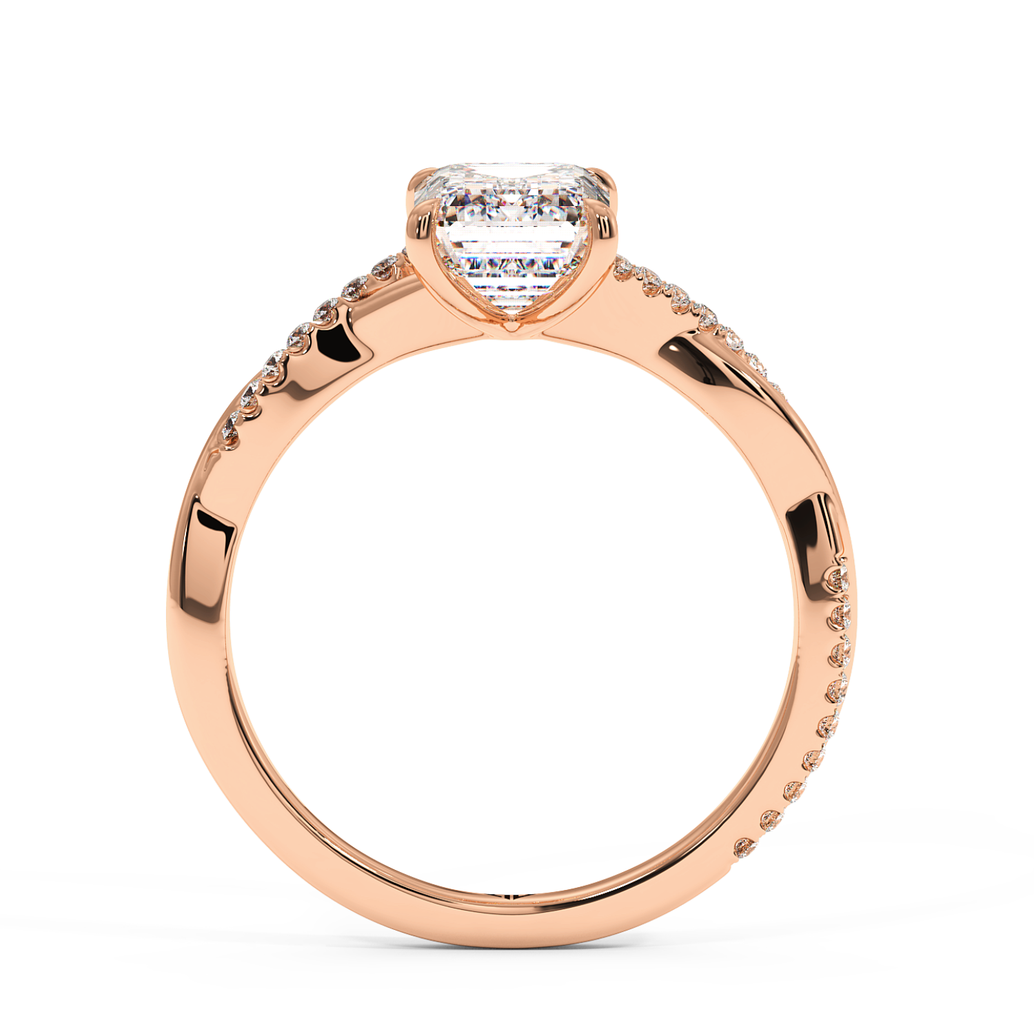 18K Rose Gold Rochelle Diamond Shoulder Engagement Ring