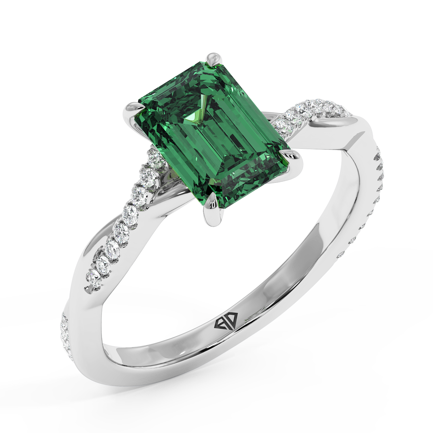 Platinum Rochelle Diamond Shoulder Engagement Ring