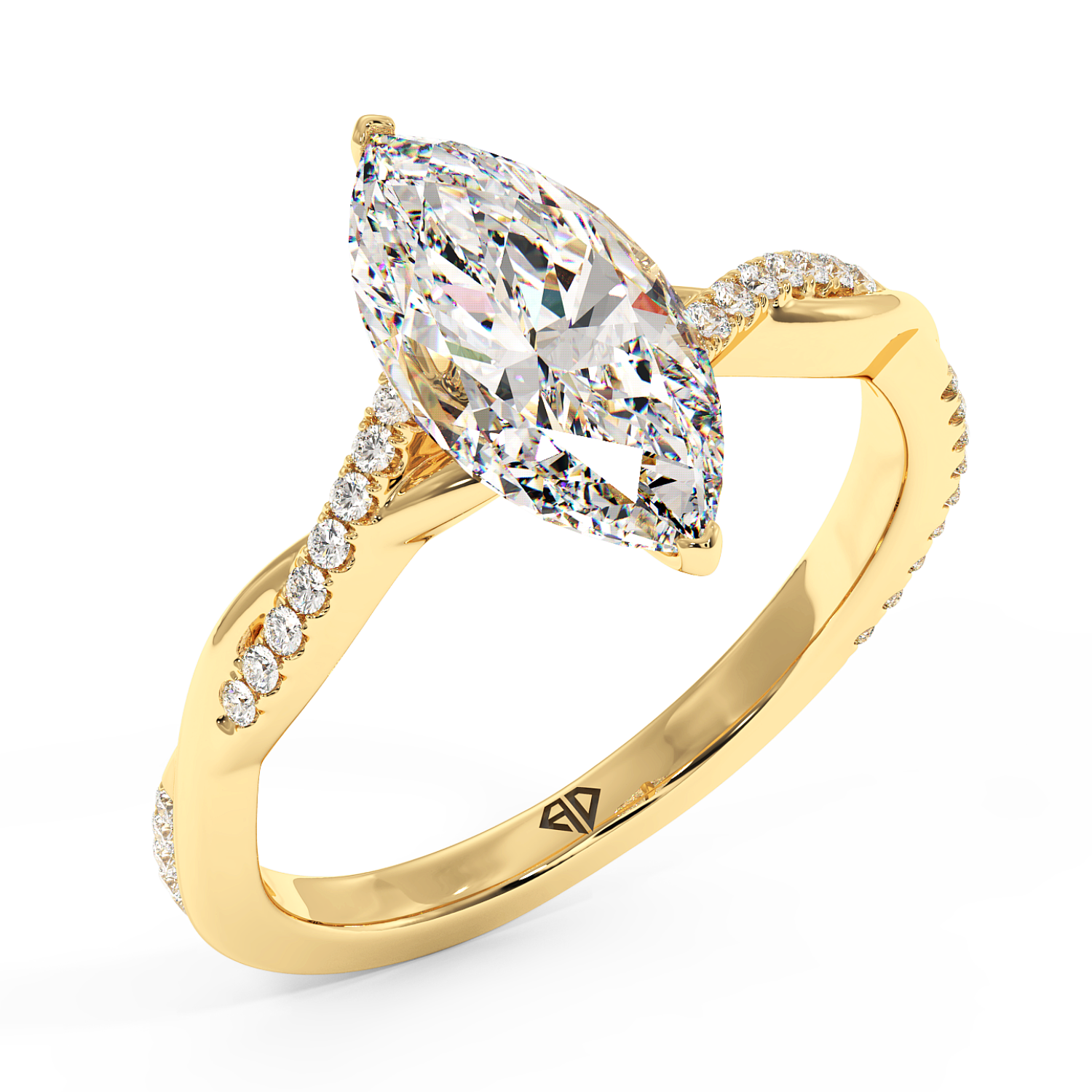 18K Yellow Gold Rochelle Diamond Shoulder Engagement Ring