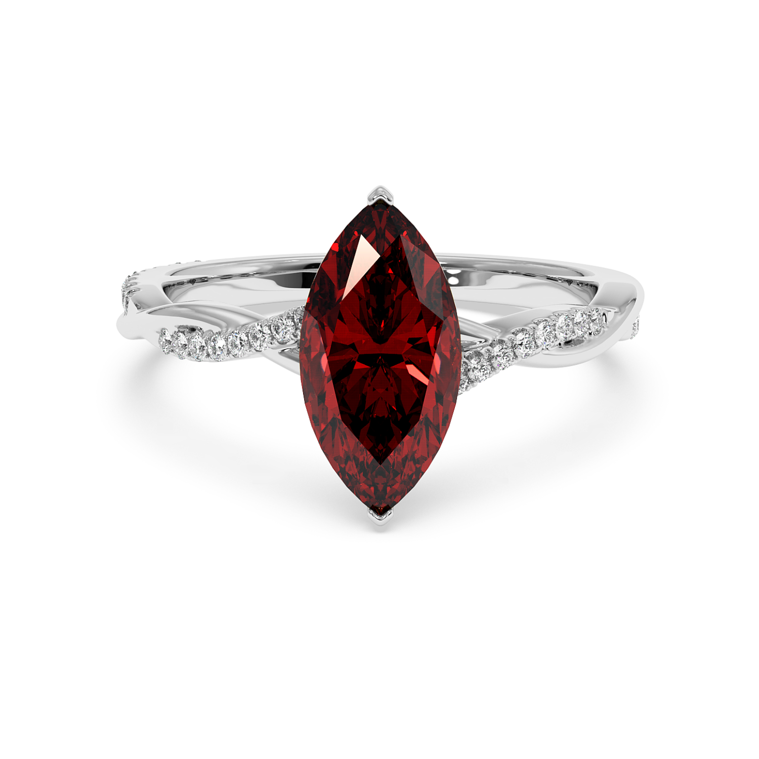 18K White Gold Rochelle Diamond Shoulder Engagement Ring