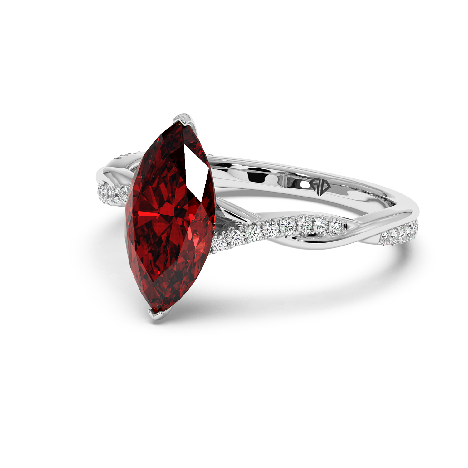 18K White Gold Rochelle Diamond Shoulder Engagement Ring