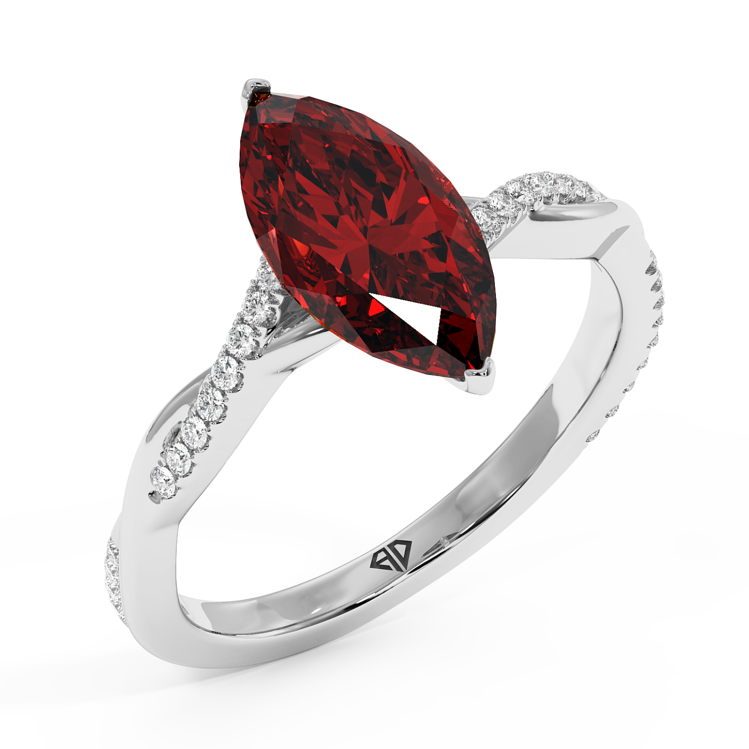 18K White Gold Rochelle Diamond Shoulder Engagement Ring