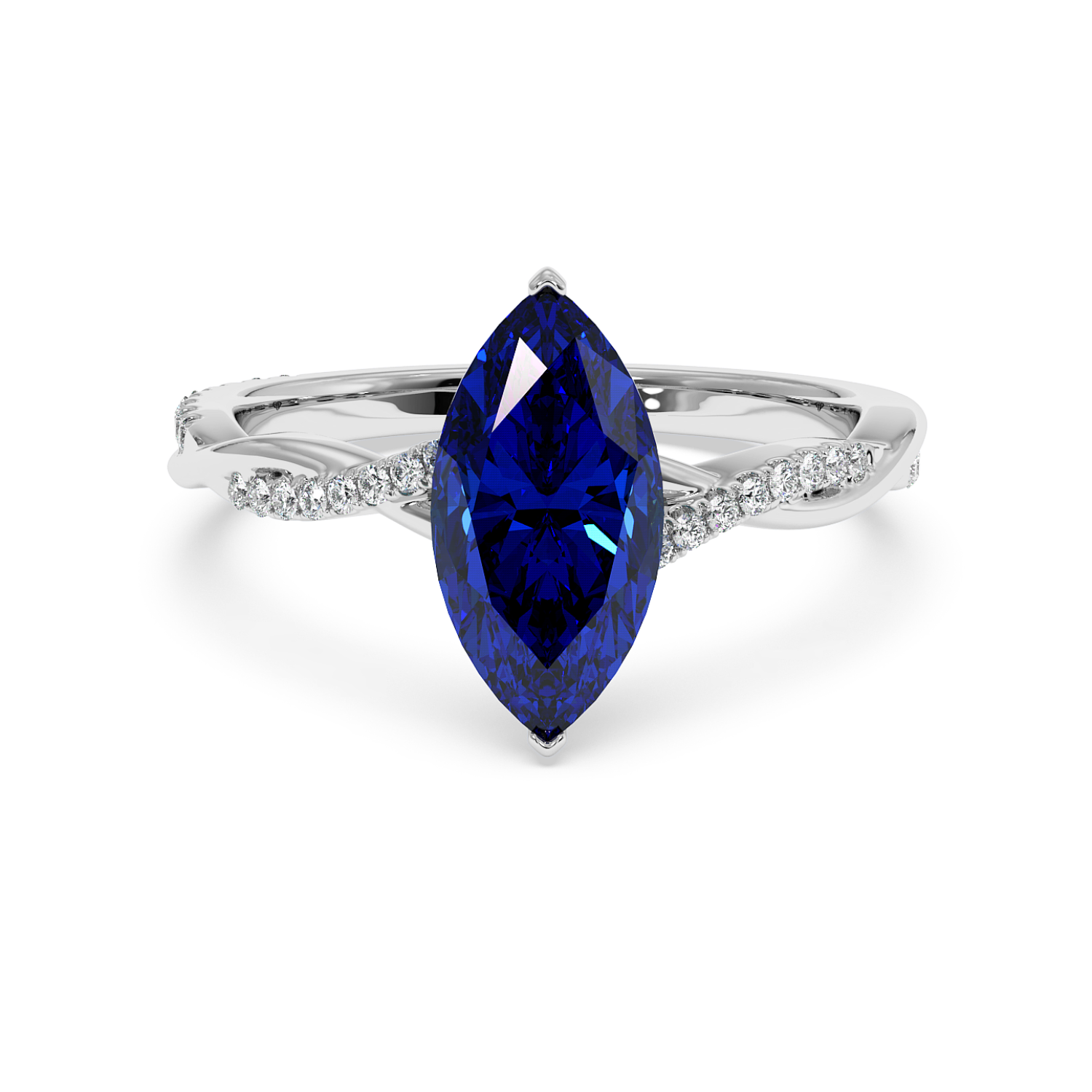 18K White Gold Rochelle Diamond Shoulder Engagement Ring
