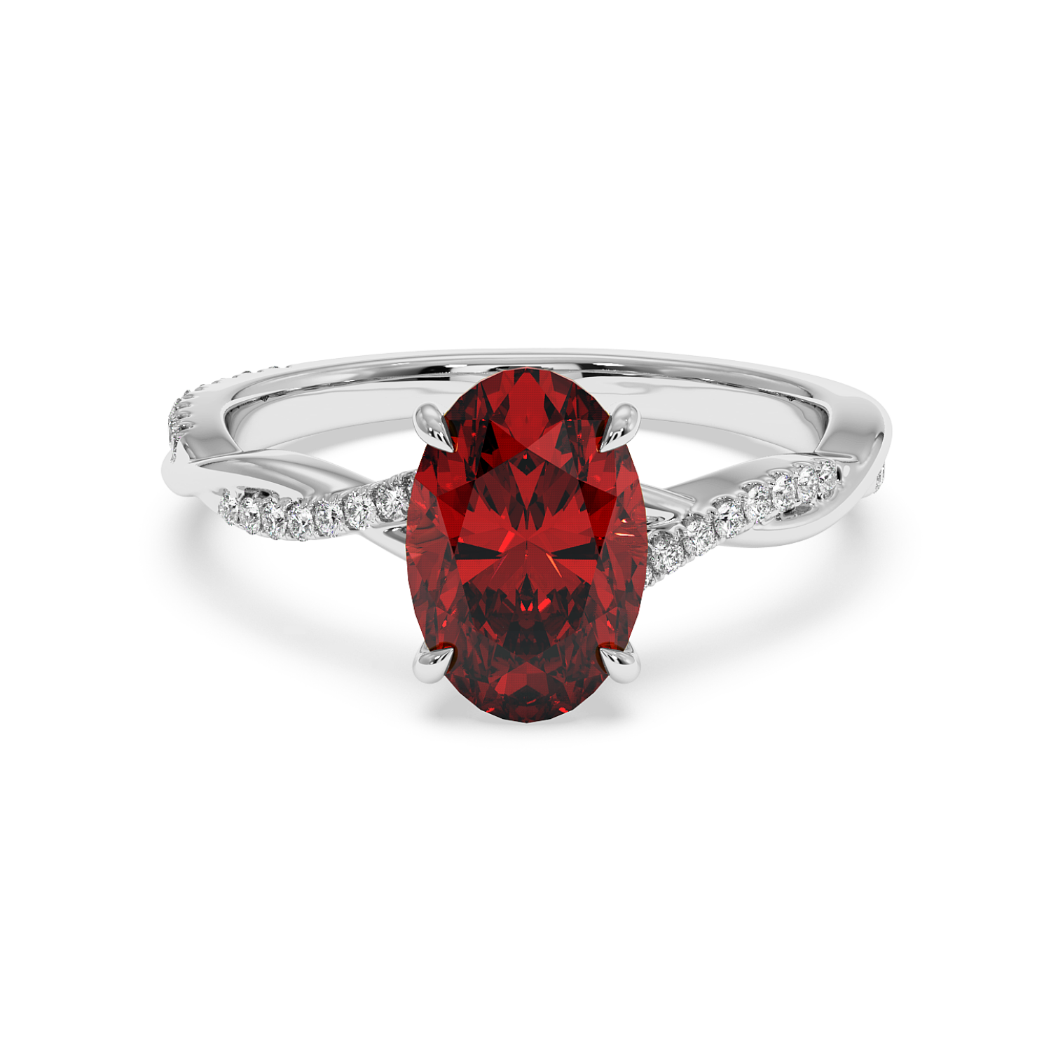18K White Gold Rochelle Diamond Shoulder Engagement Ring