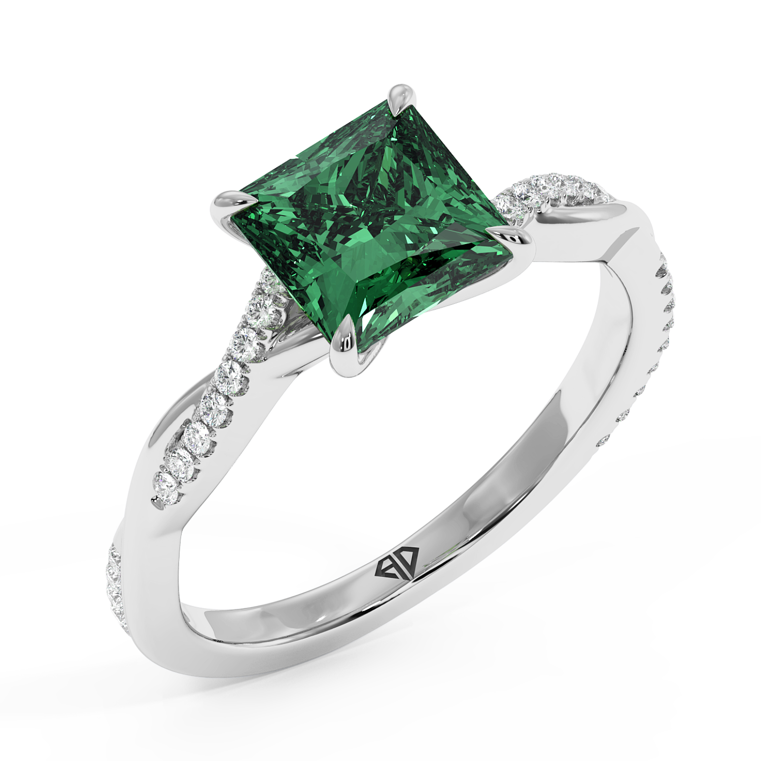 18K White Gold Rochelle Diamond Shoulder Engagement Ring