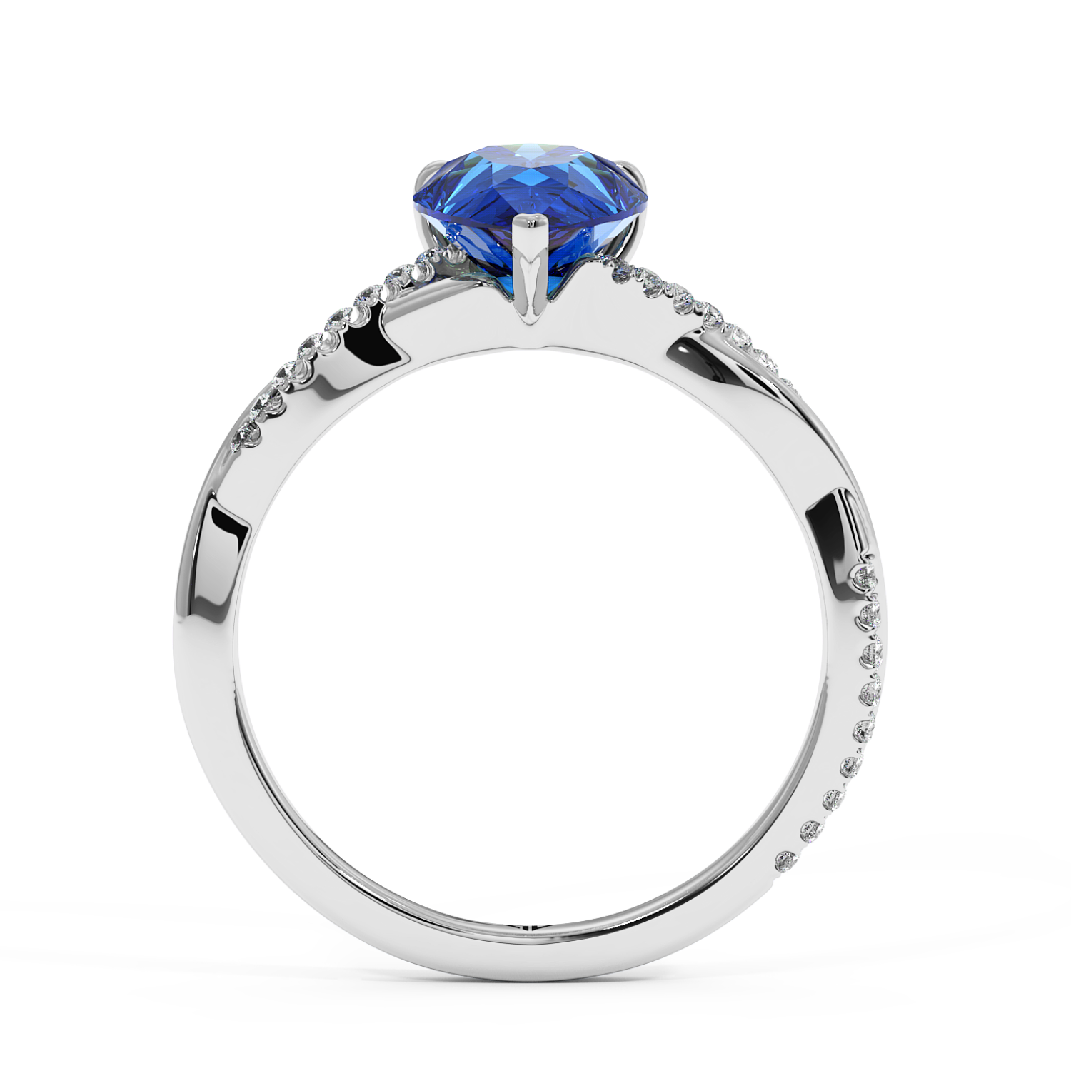 18K White Gold Rochelle Diamond Shoulder Engagement Ring