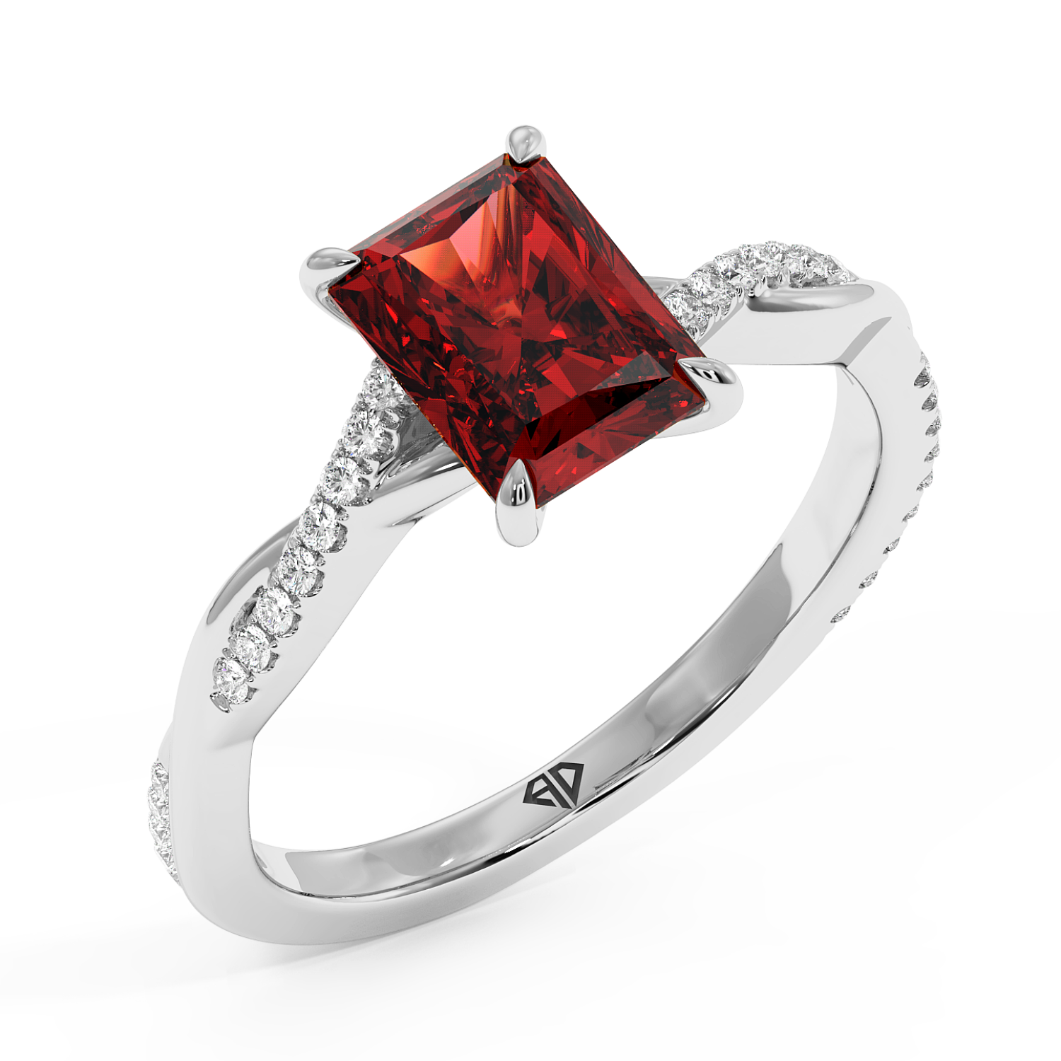 Platinum Rochelle Diamond Shoulder Engagement Ring