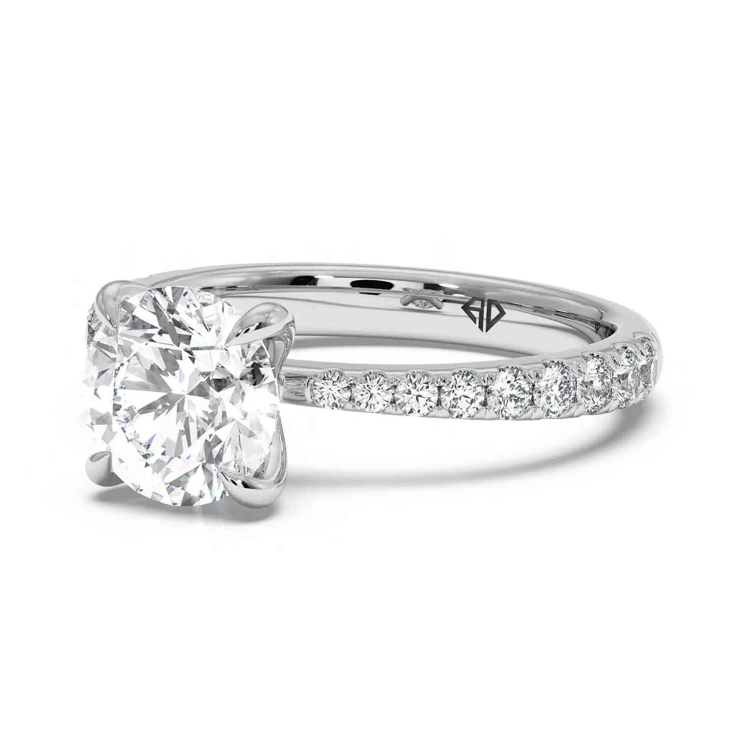 18K White Gold Ena Diamond Shoulder Engagement Ring