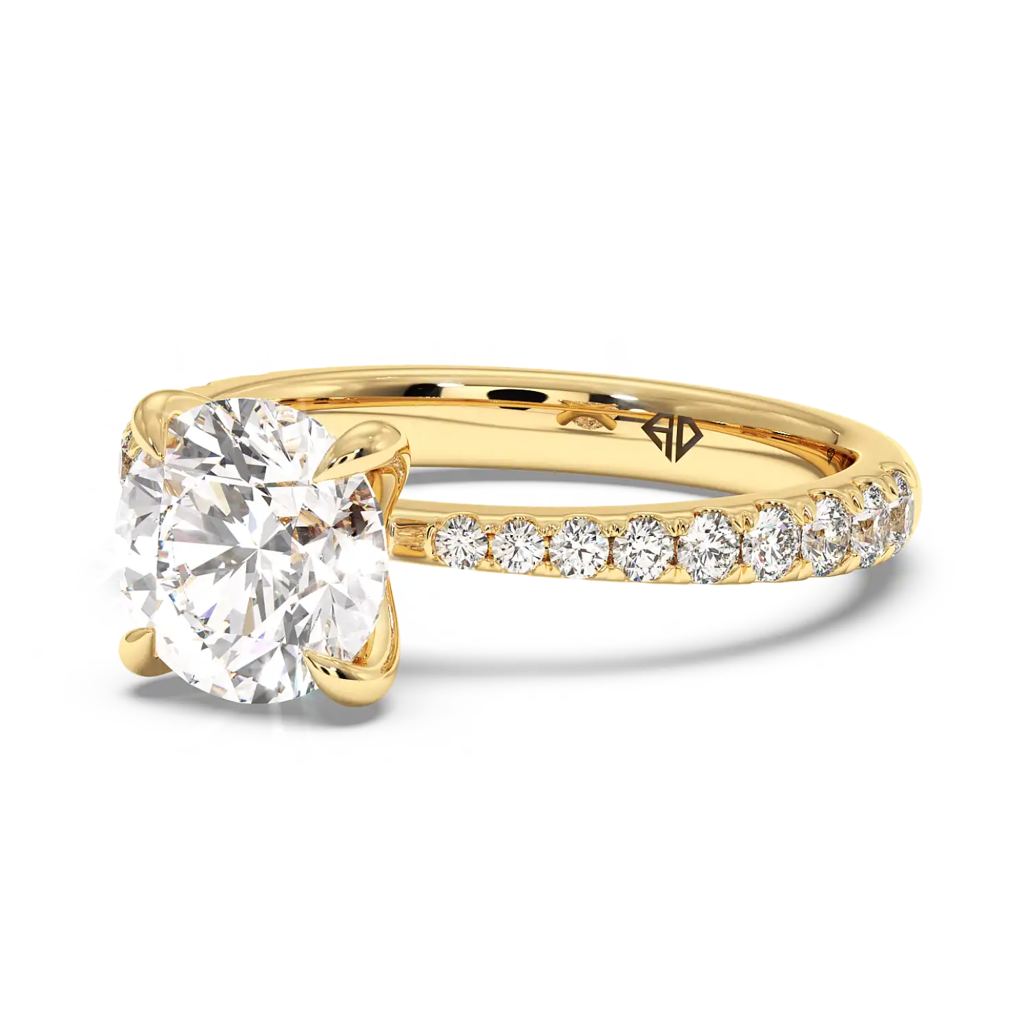 18K Yellow Gold Ena Diamond Shoulder Engagement Ring