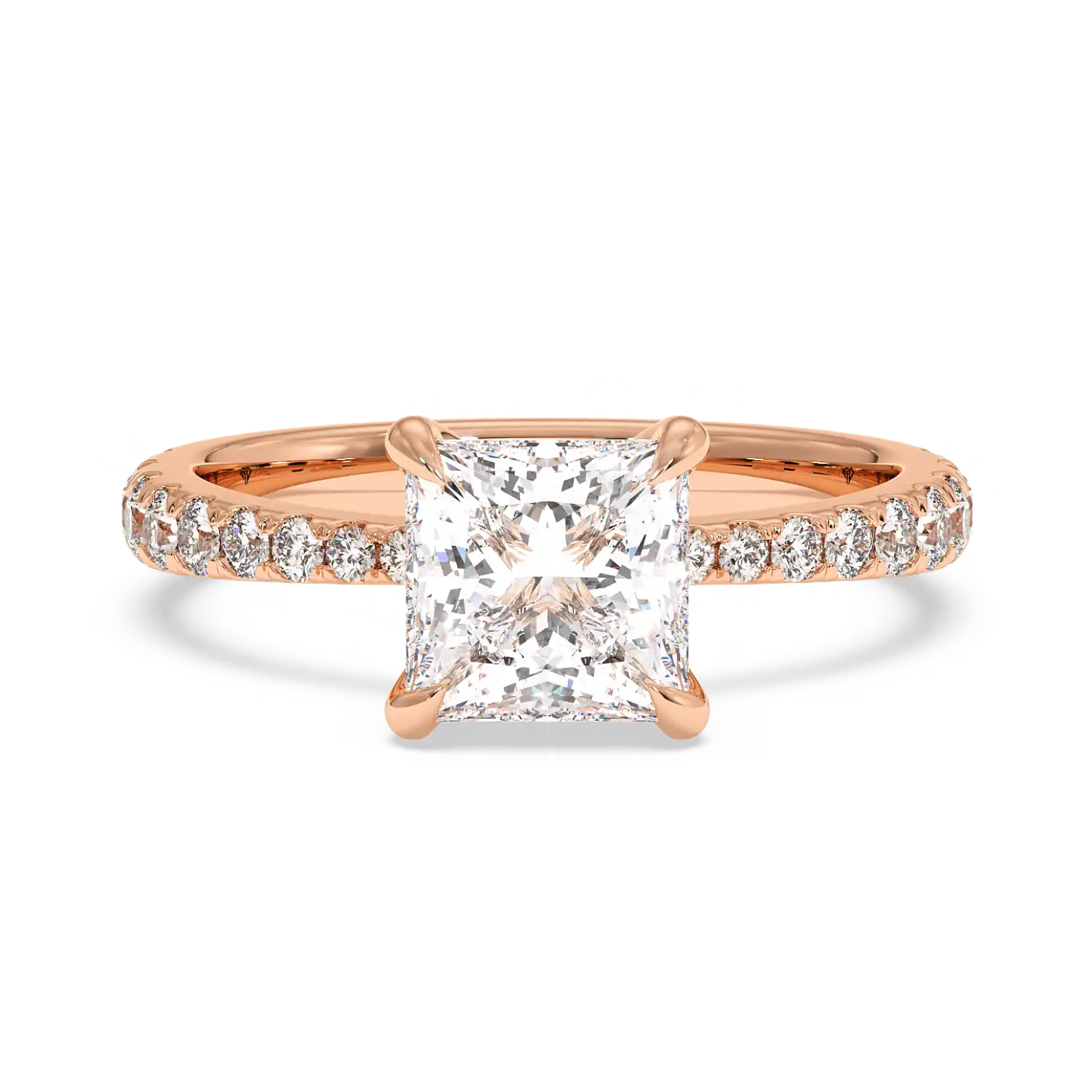 18K White Gold Ena Diamond Shoulder Engagement Ring