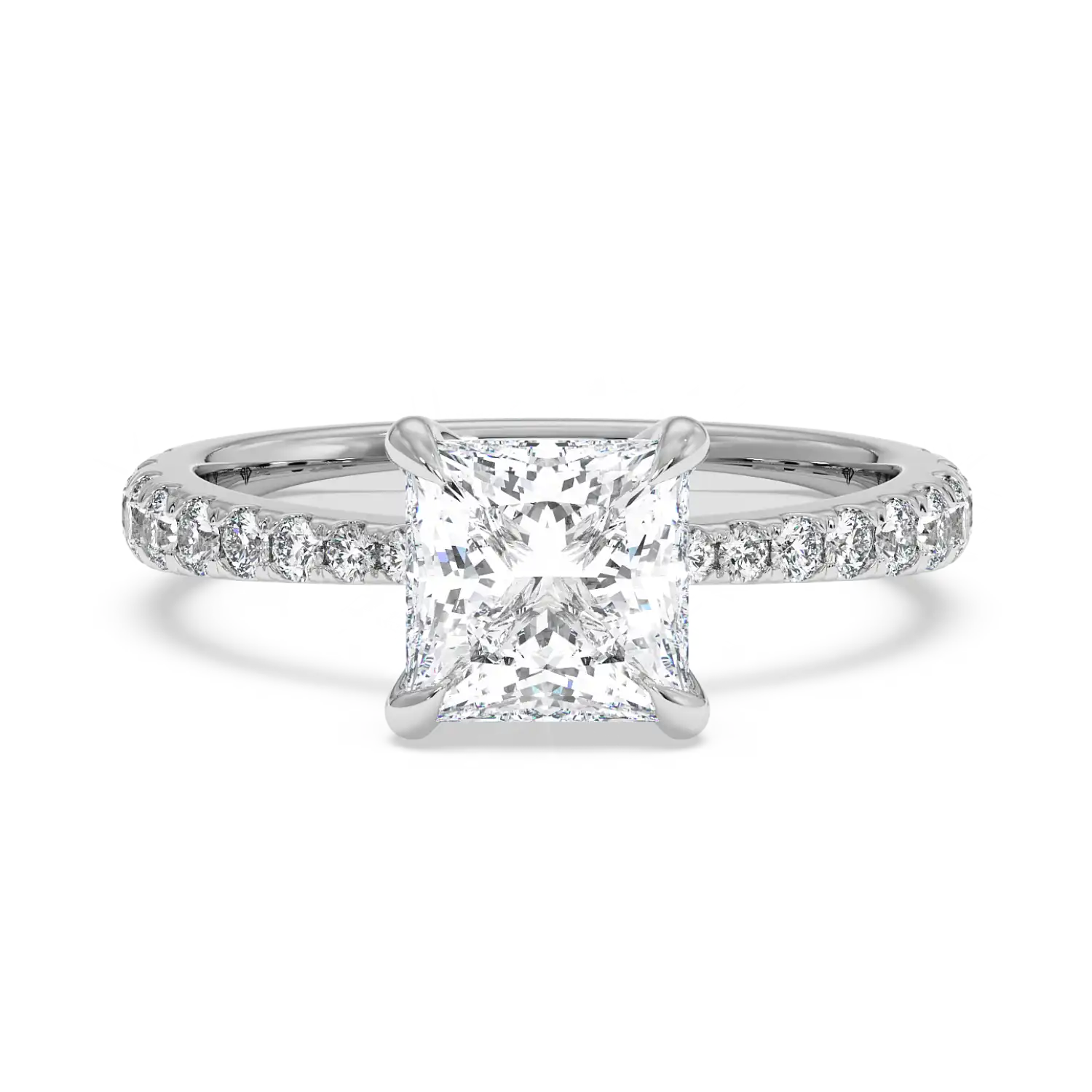 18K White Gold Ena Diamond Shoulder Engagement Ring