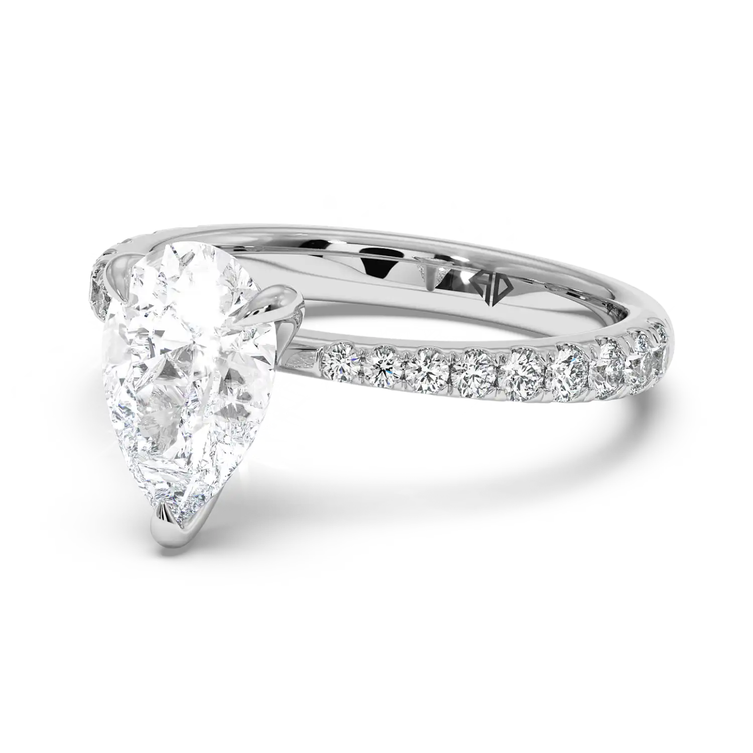18K White Gold Ena Diamond Shoulder Engagement Ring