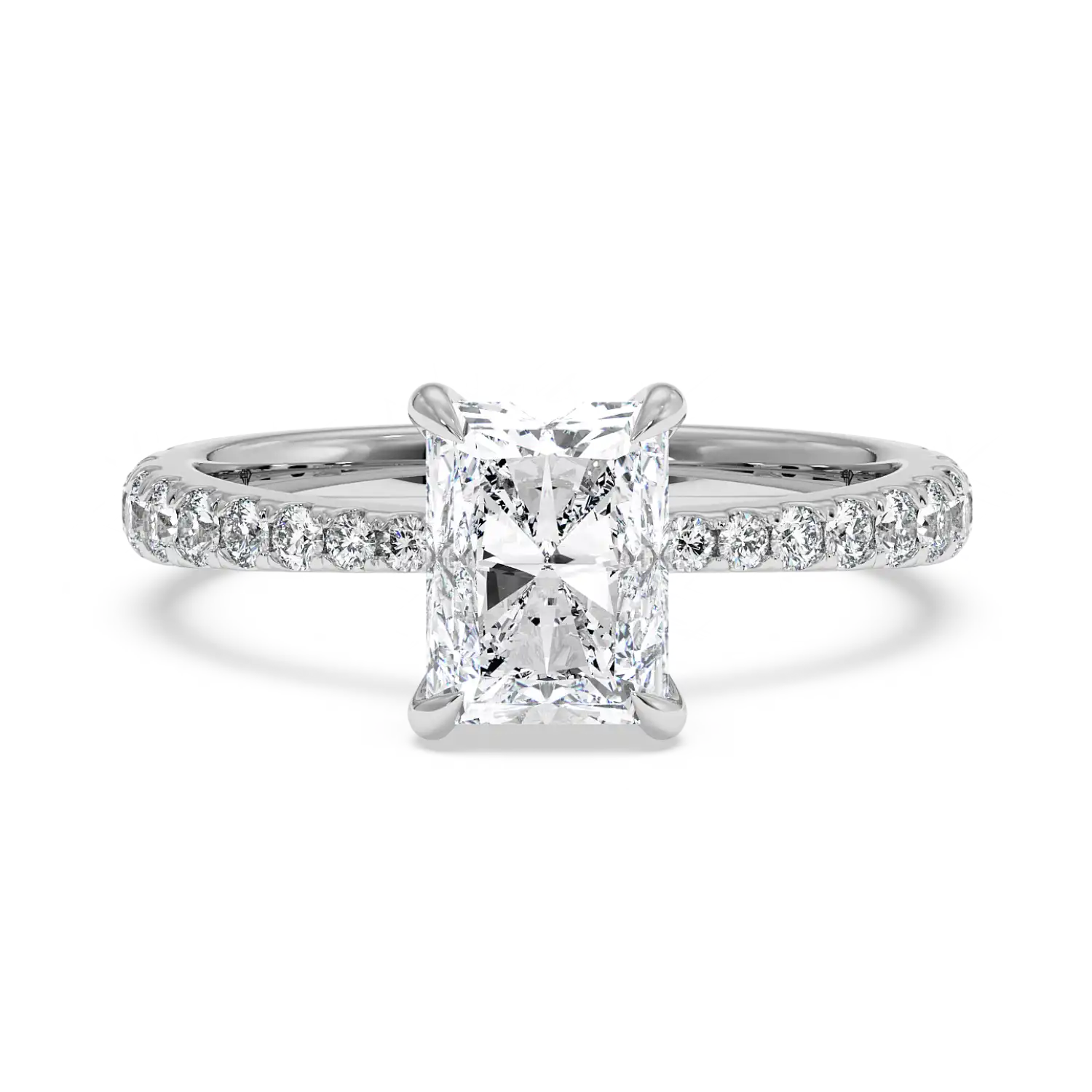 18K White Gold Ena Diamond Shoulder Engagement Ring
