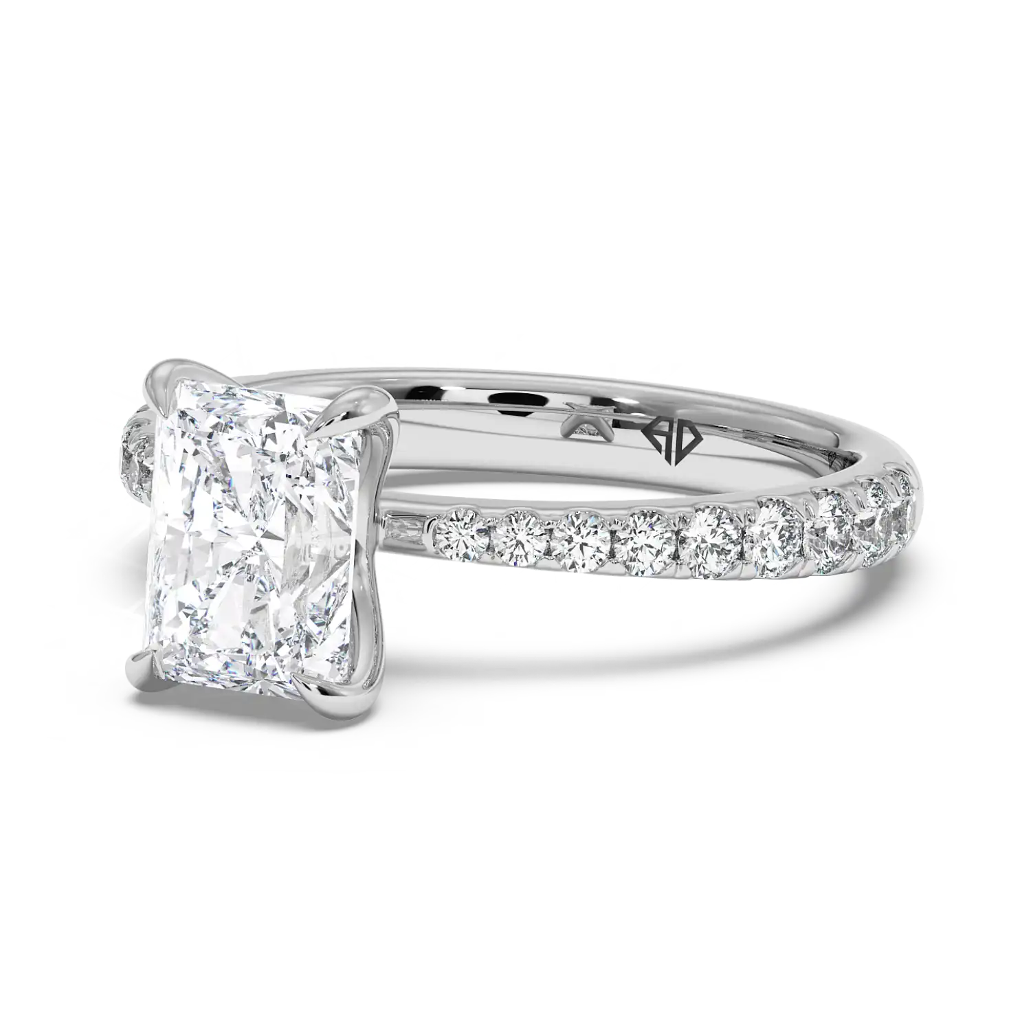 18K White Gold Ena Diamond Shoulder Engagement Ring