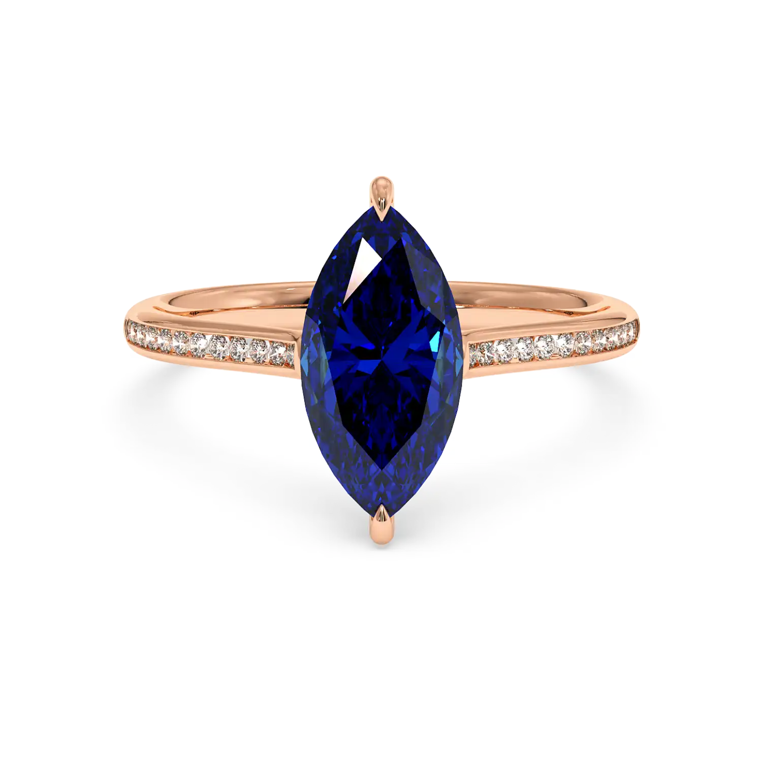 18K Rose Gold Poppy Channel Diamond Solitaire Engagement Ring