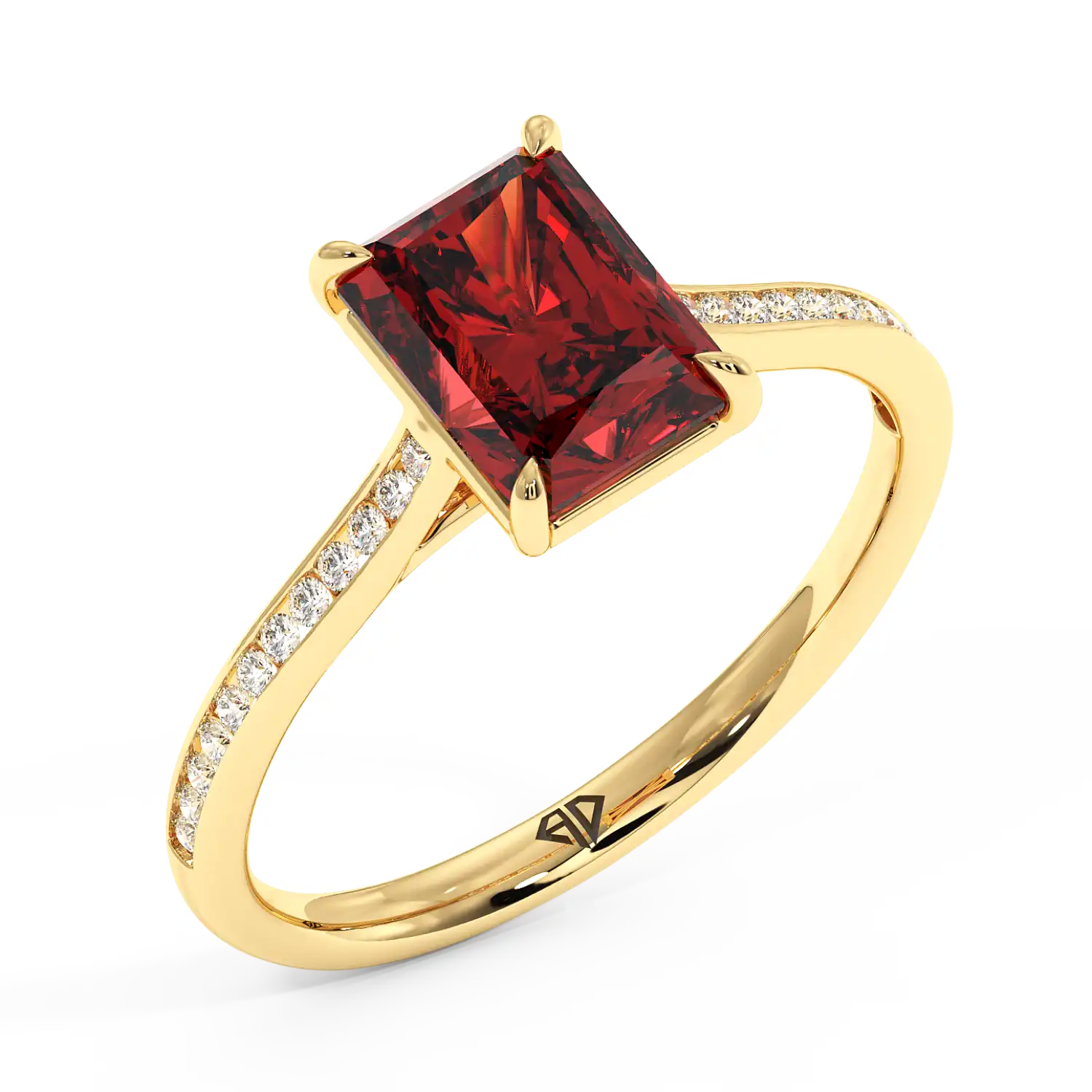 18K Yellow Gold Poppy Channel Diamond Solitaire Engagement Ring