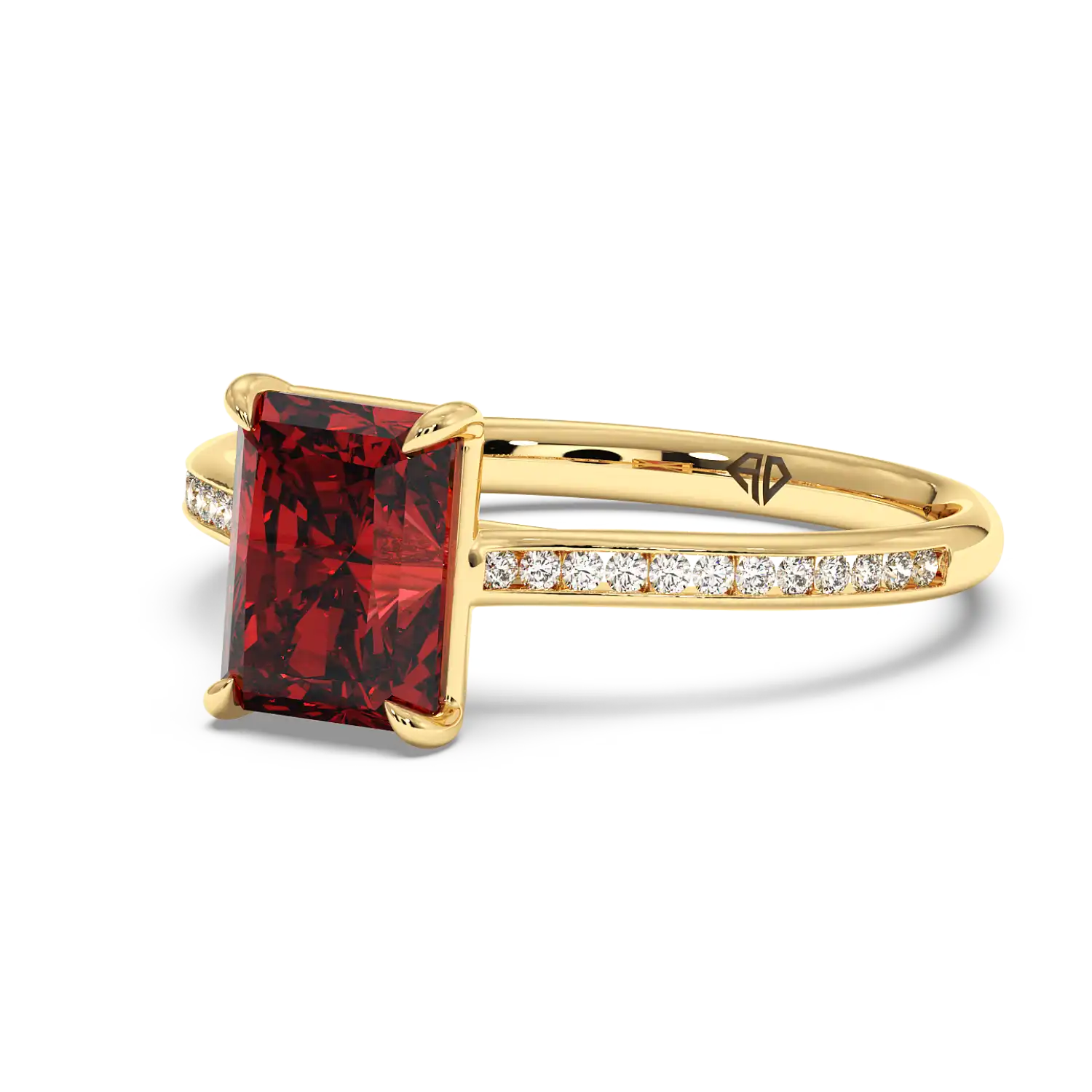 18K Yellow Gold Poppy Channel Diamond Solitaire Engagement Ring