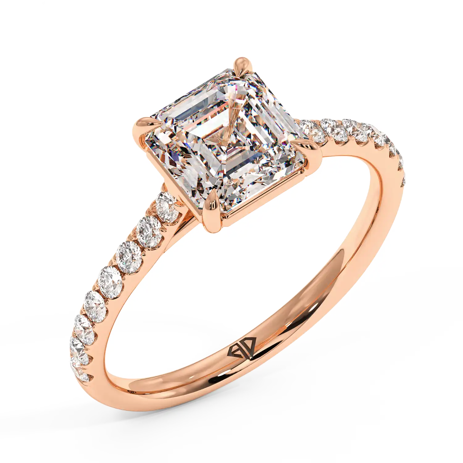 18K Rose Gold Poppy Micro Diamond Solitaire Engagement Ring