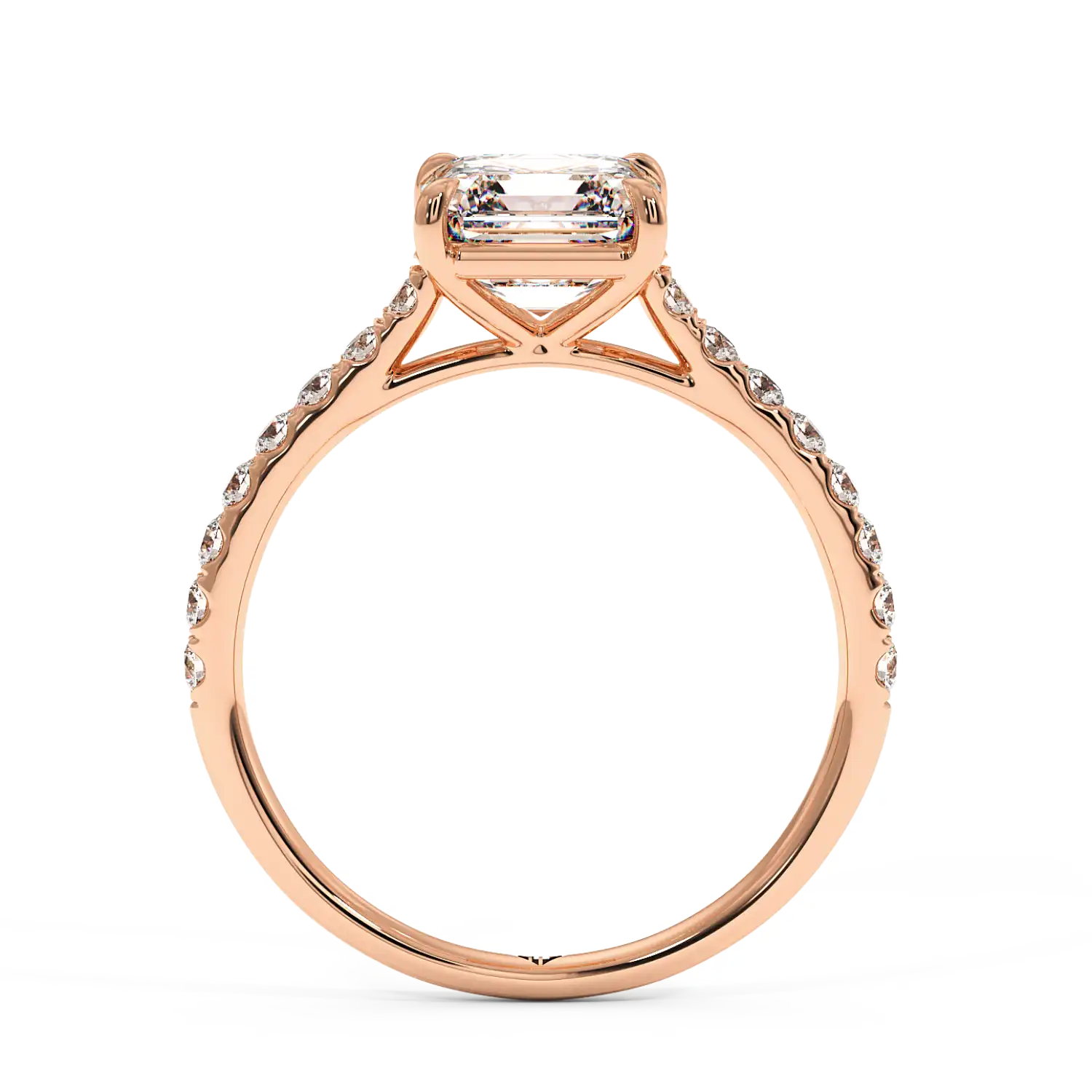 18K Rose Gold Poppy Micro Diamond Solitaire Engagement Ring