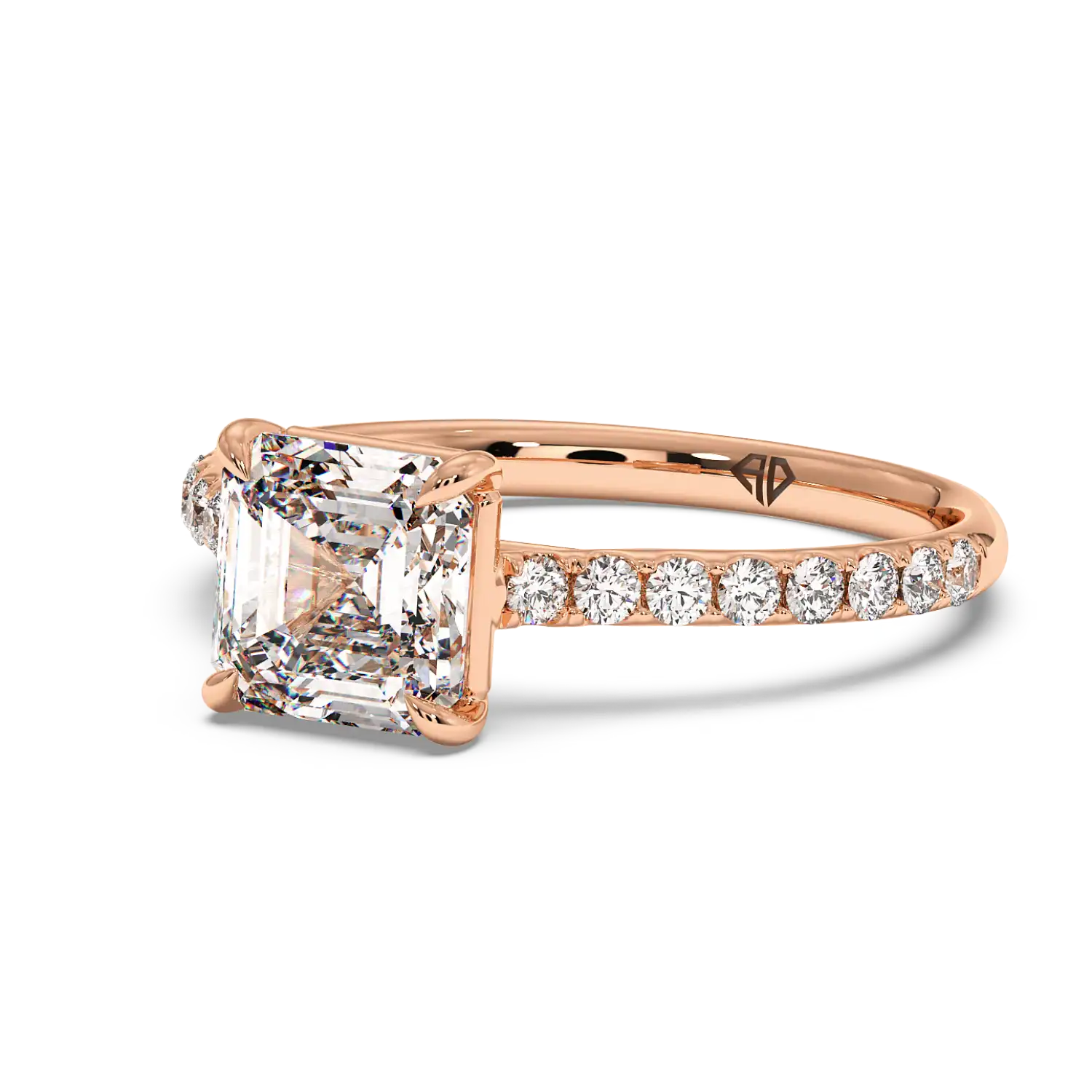 18K Rose Gold Poppy Micro Diamond Solitaire Engagement Ring