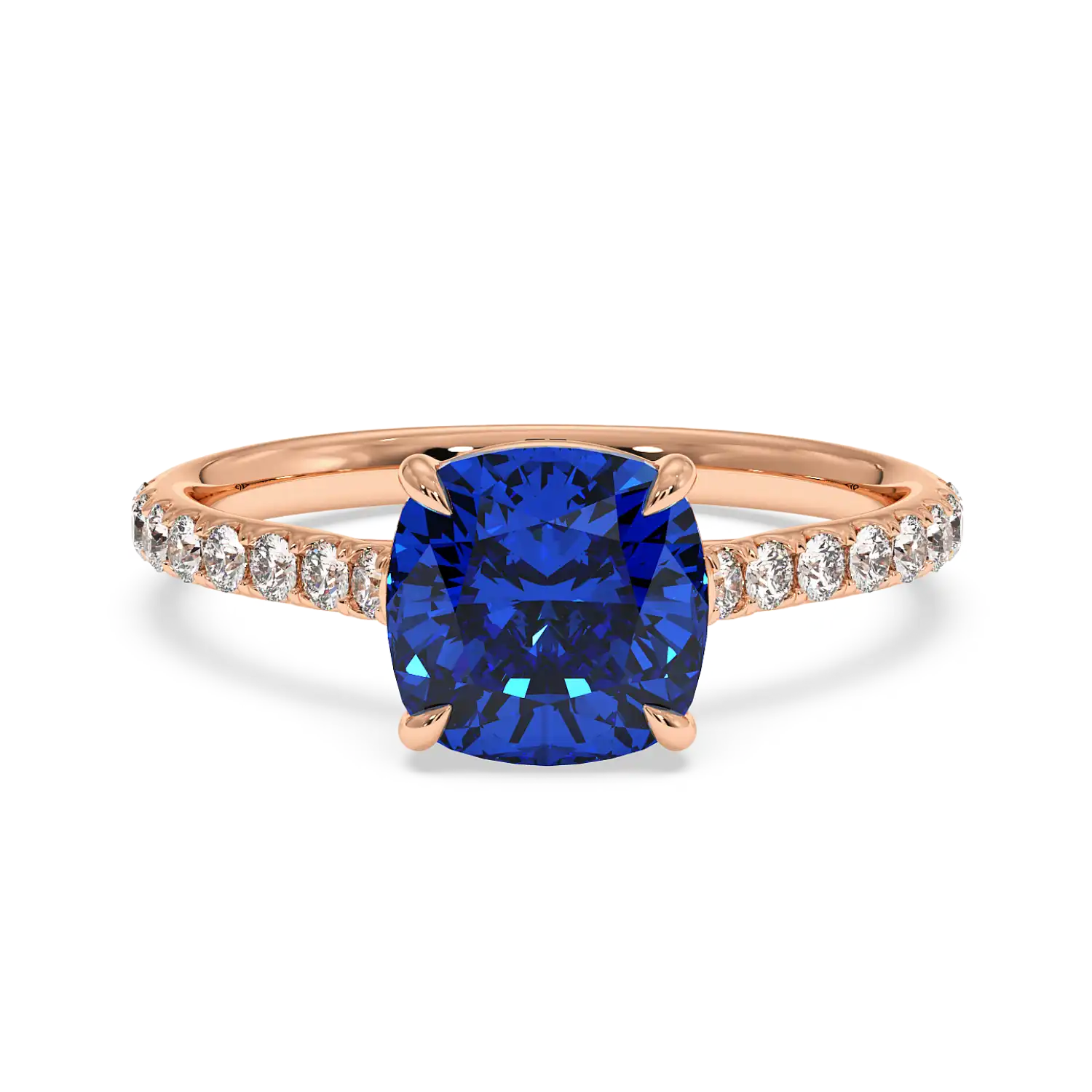 18K Rose Gold Poppy Micro Diamond Solitaire Engagement Ring