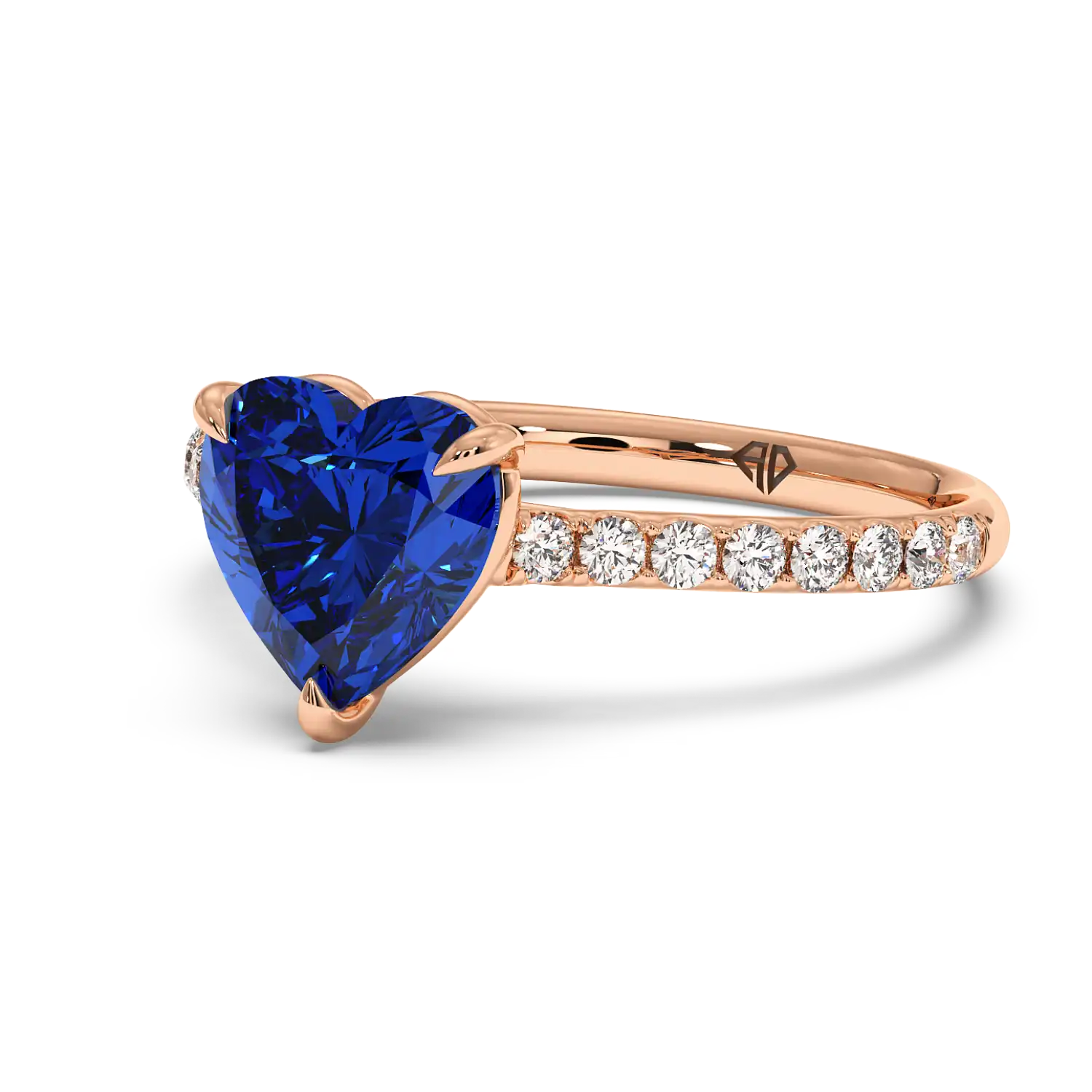 18K Rose Gold Poppy Micro Diamond Solitaire Engagement Ring