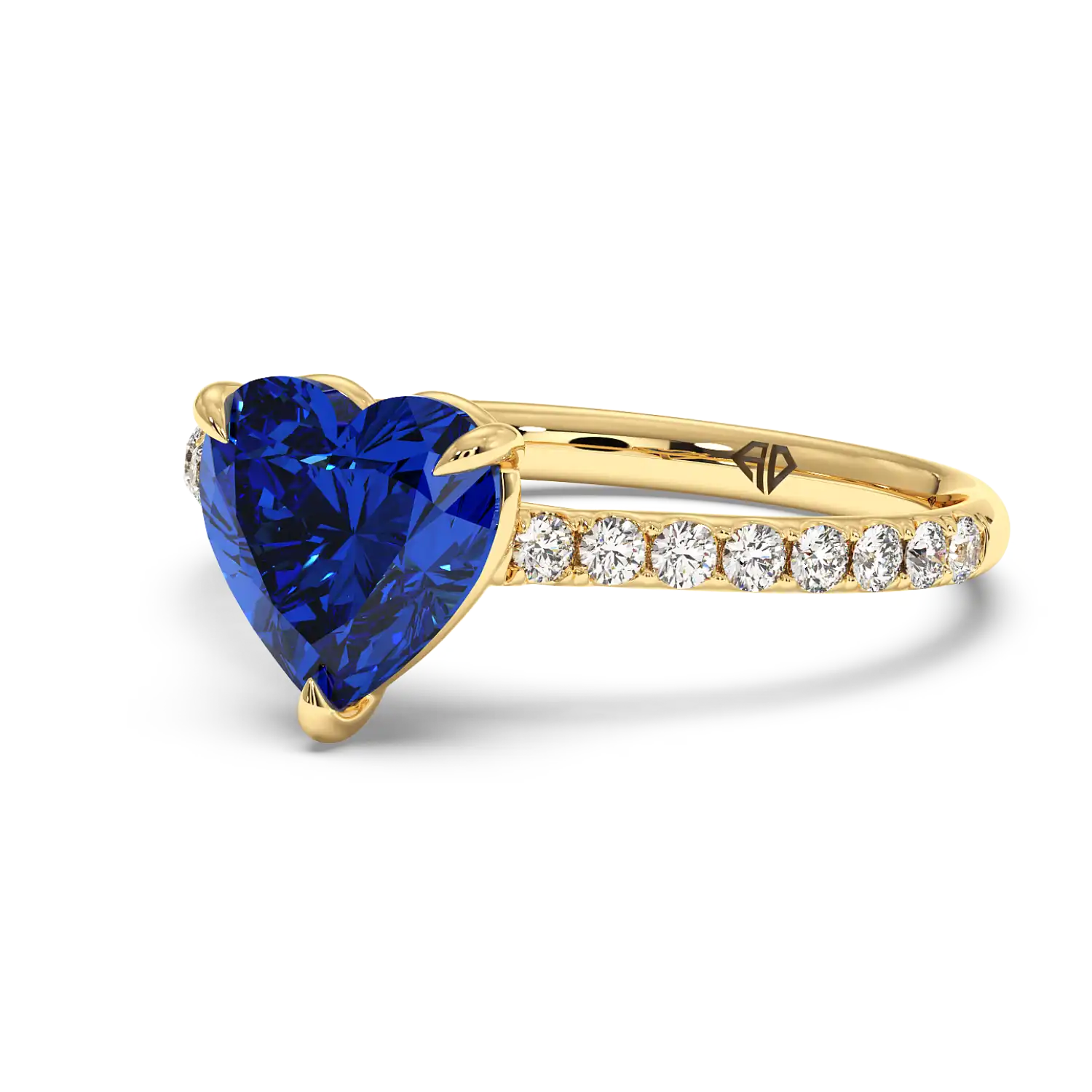 18K Yellow Gold Poppy Micro Diamond Solitaire Engagement Ring