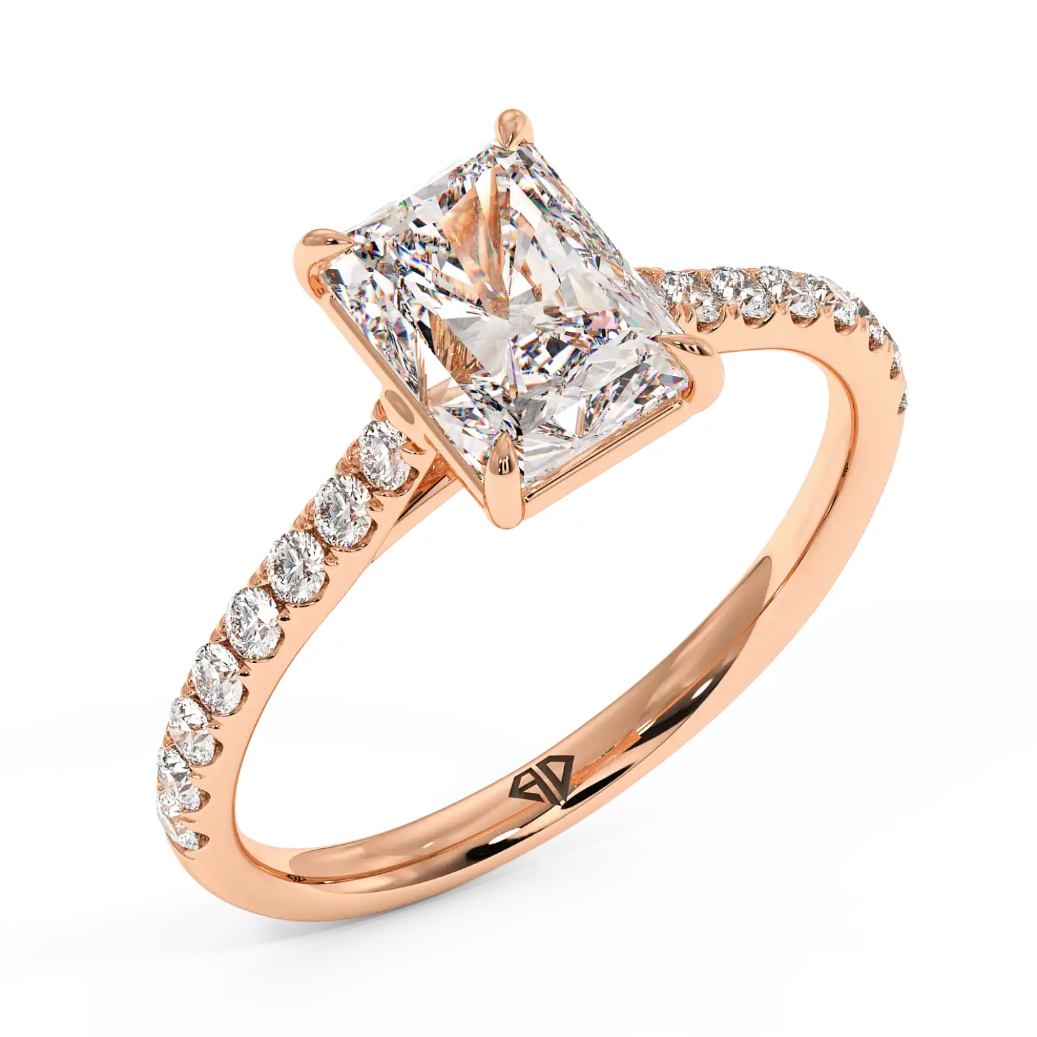 18K Rose Gold Poppy Micro Diamond Solitaire Engagement Ring