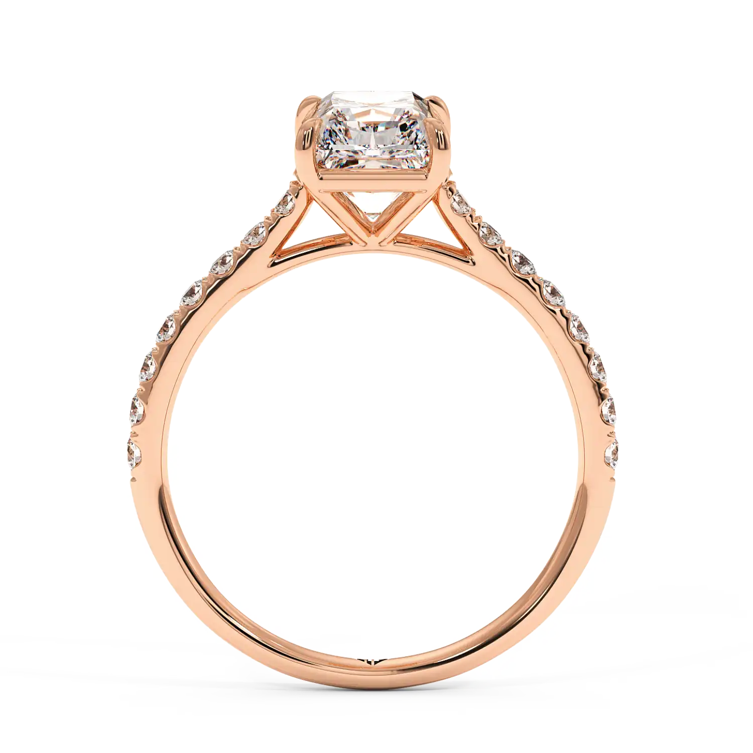 18K Rose Gold Poppy Micro Diamond Solitaire Engagement Ring