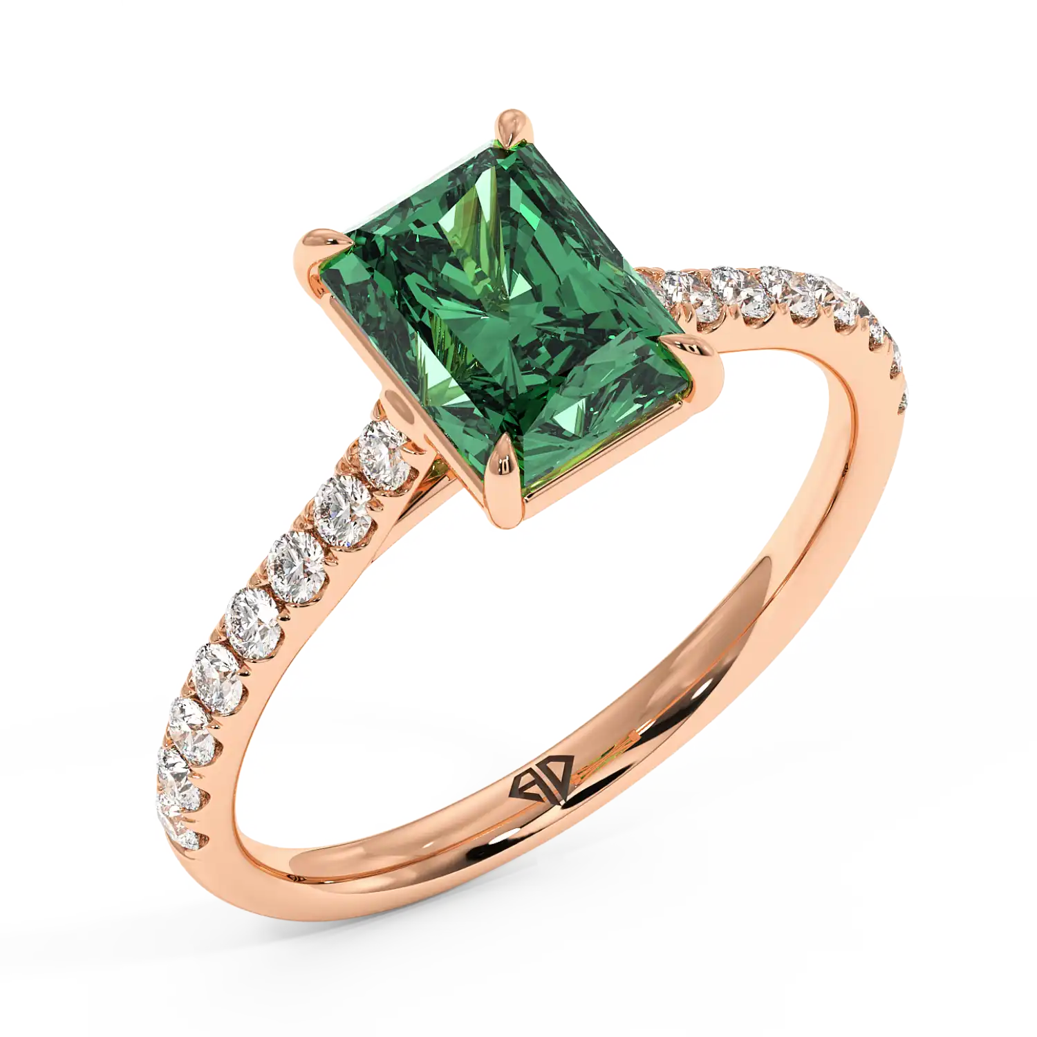 18K Rose Gold Poppy Micro Diamond Solitaire Engagement Ring