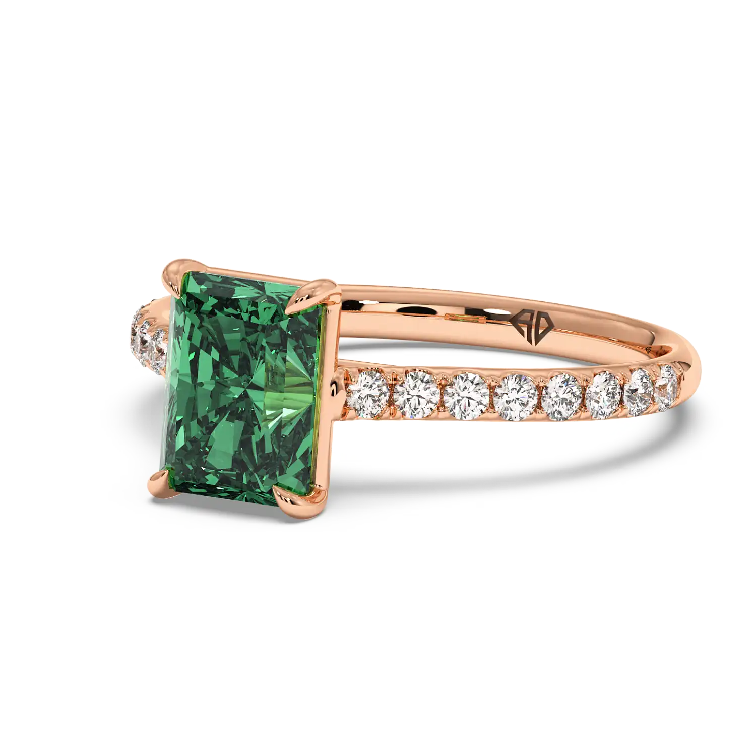 18K Rose Gold Poppy Micro Diamond Solitaire Engagement Ring