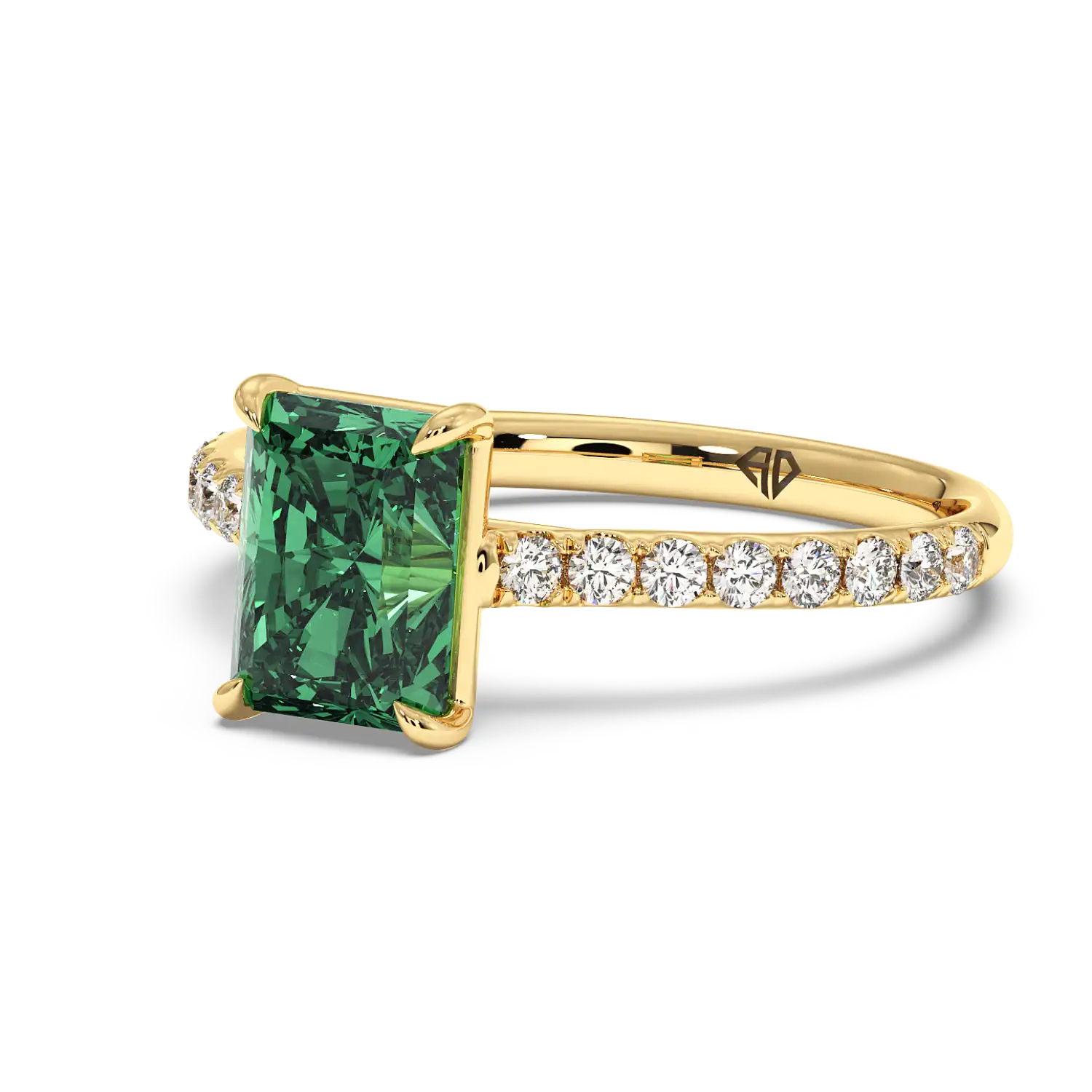 18K Yellow Gold Poppy Micro Diamond Solitaire Engagement Ring