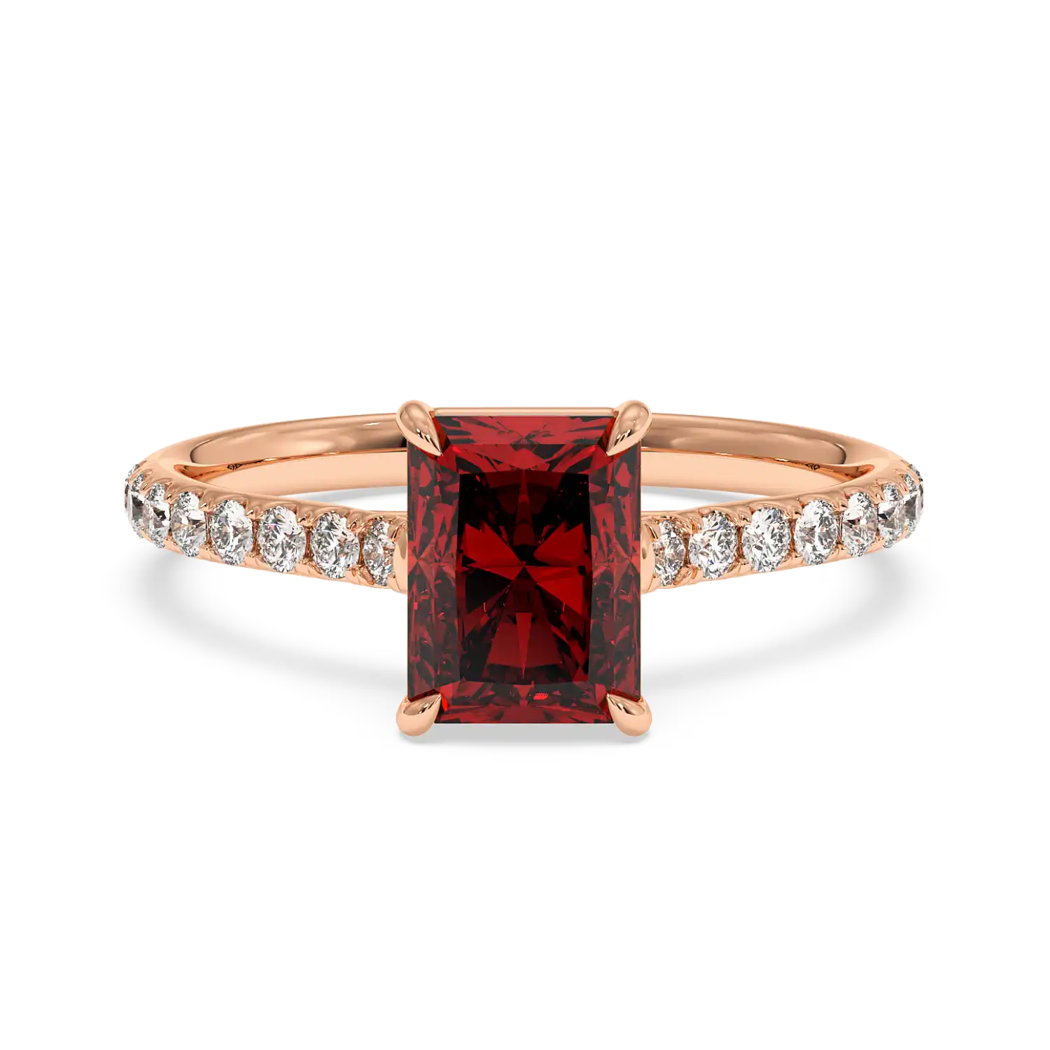 18K Rose Gold Poppy Micro Diamond Solitaire Engagement Ring