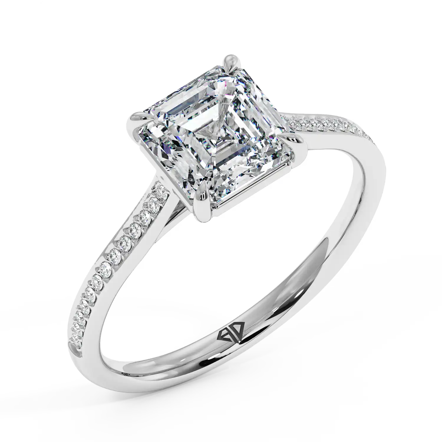 18K White Gold Poppy Pave Engagement Ring
