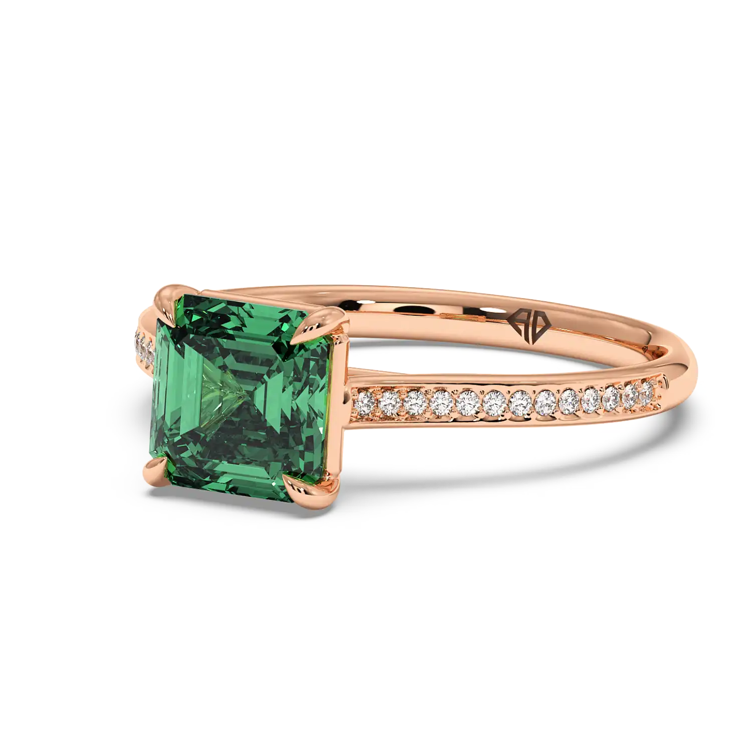 18K Rose Gold Poppy Pave Engagement Ring