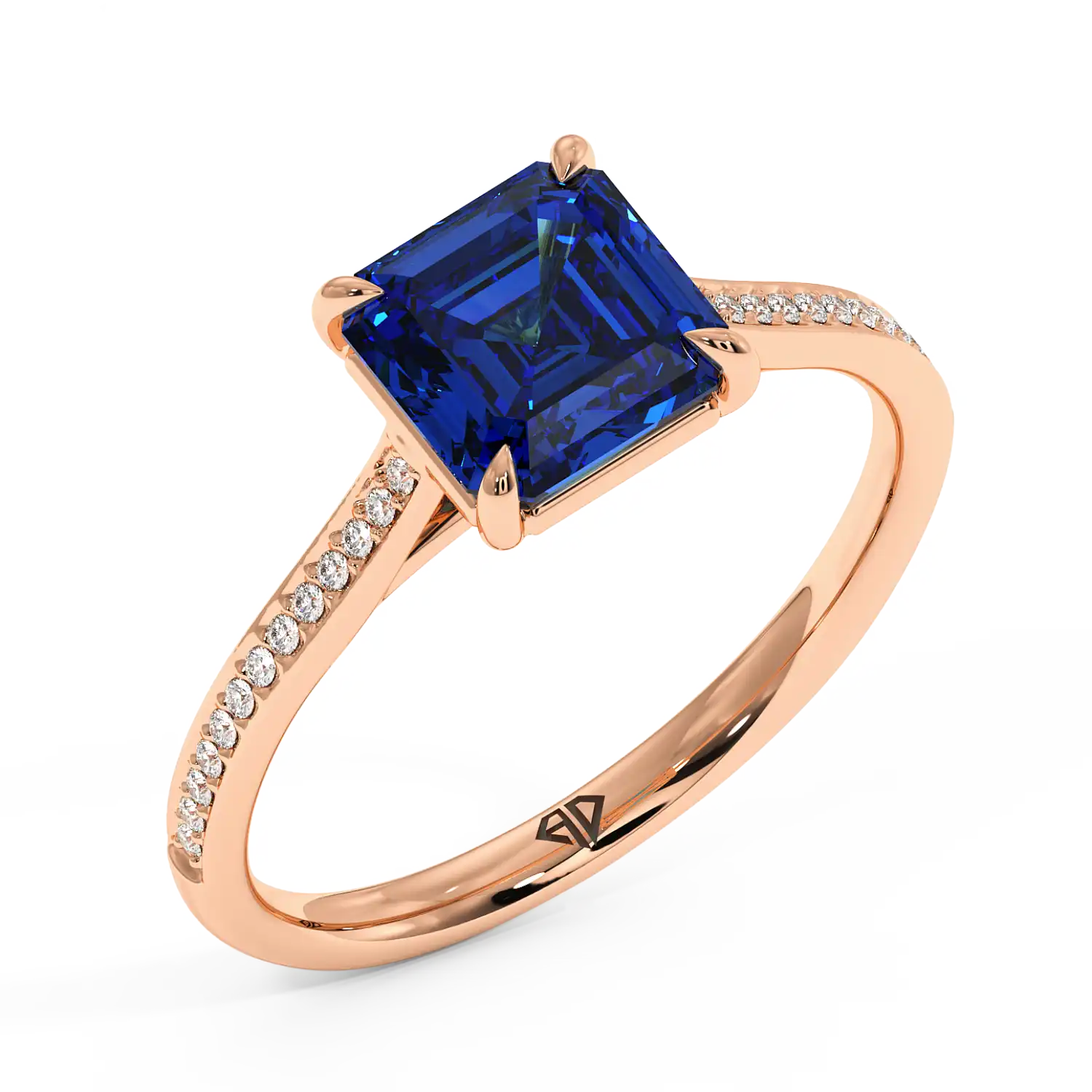 18K Rose Gold Poppy Pave Engagement Ring