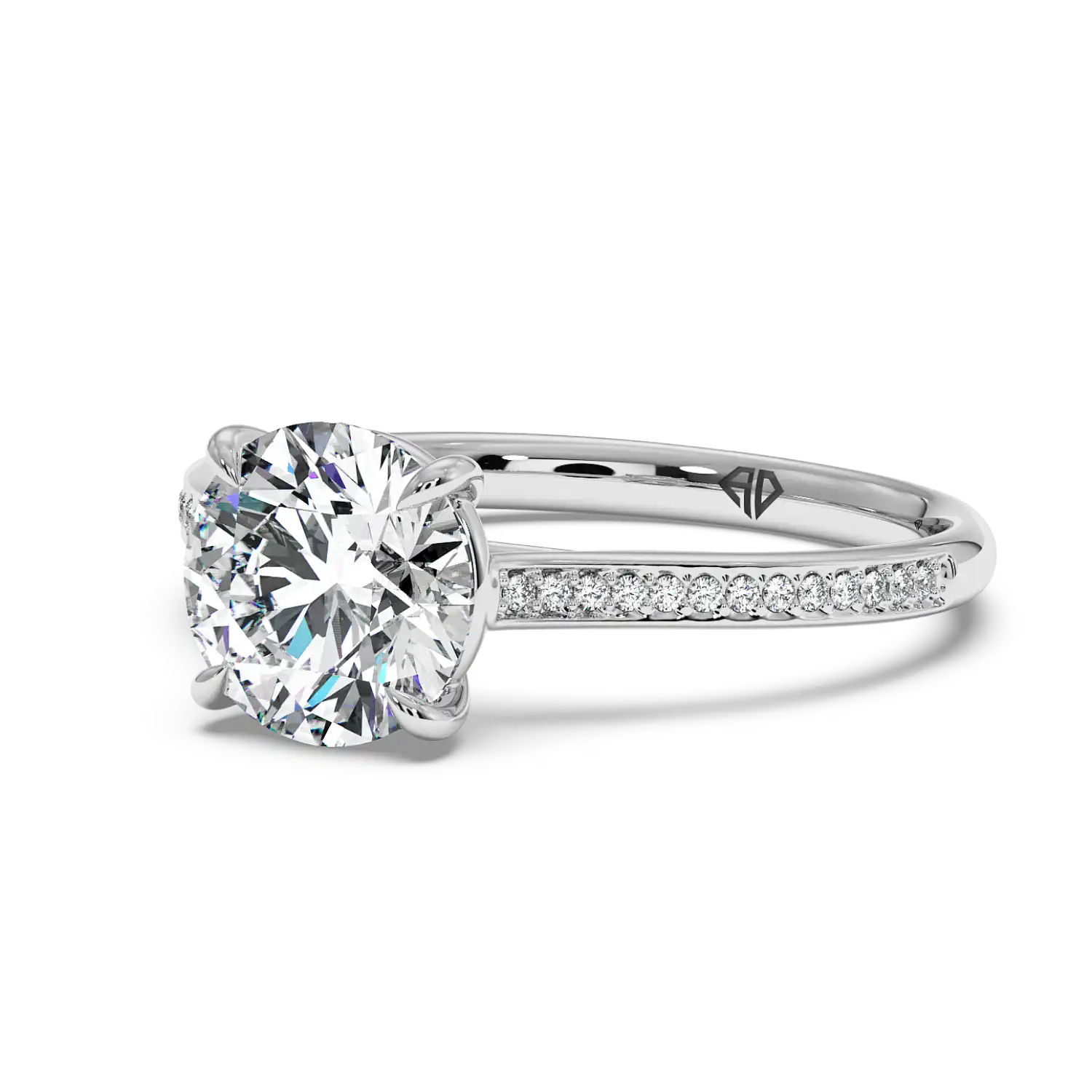 18K White Gold Poppy Pave Engagement Ring