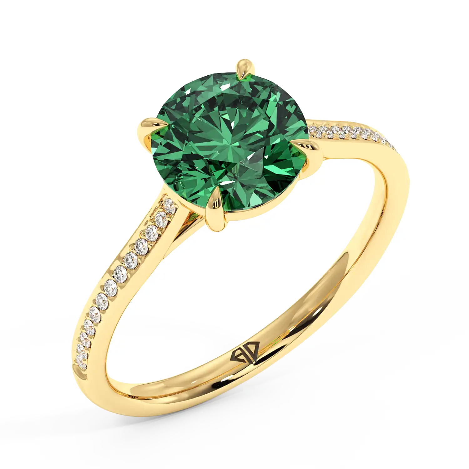 18K Yellow Gold Poppy Pave Engagement Ring