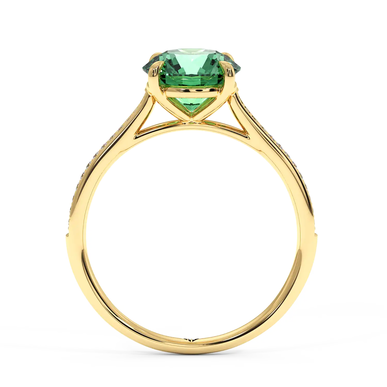 18K Yellow Gold Poppy Pave Engagement Ring
